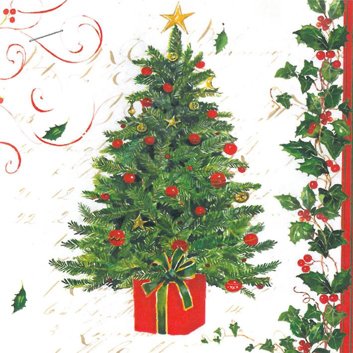 Albero Di Natale Tovagliolo.Albero Di Natale Agrifoglio Verde Rosso Bianco 20 Tovaglioli Carta Regali Ebay
