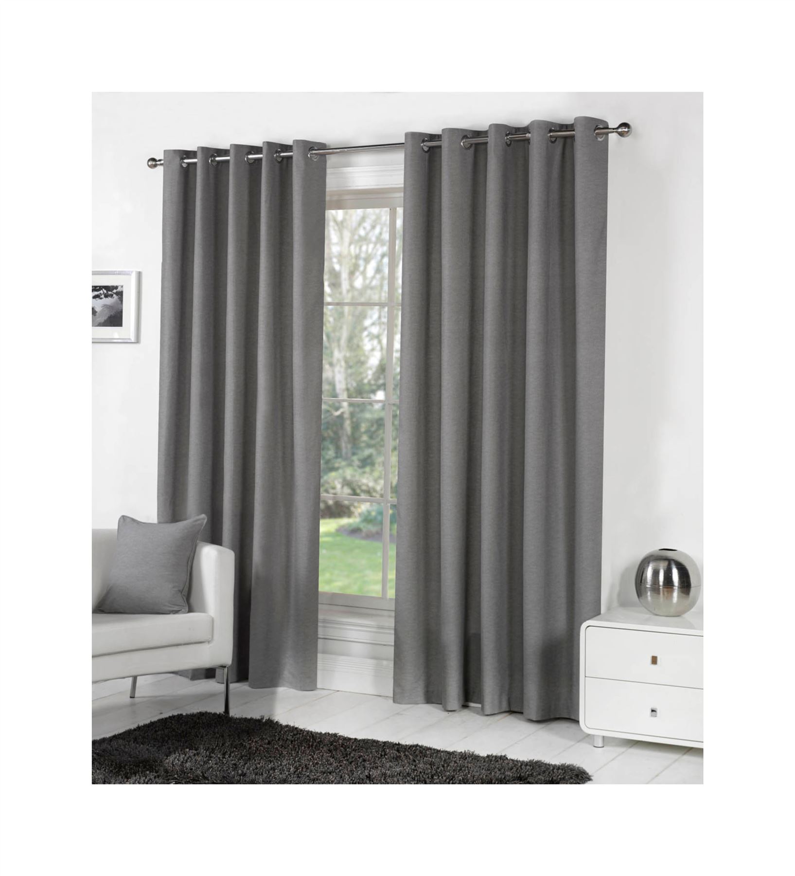 Charcoal Grey 100 Cotton 66x90 168x229cm Fully Lined Anneau Top