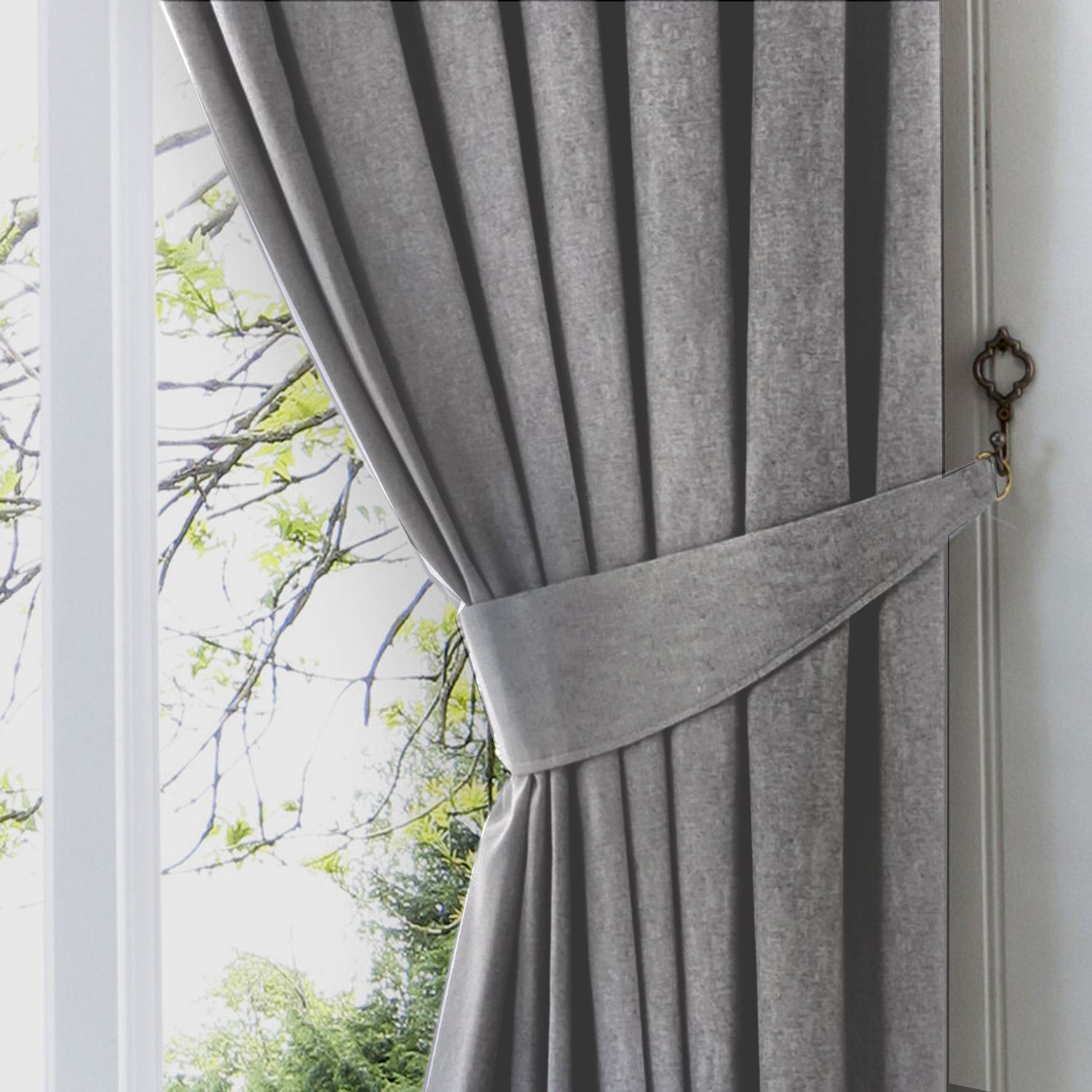 Plain Silver Grey 26 66cm Tiebacks Pair To Match Curtains Ebay