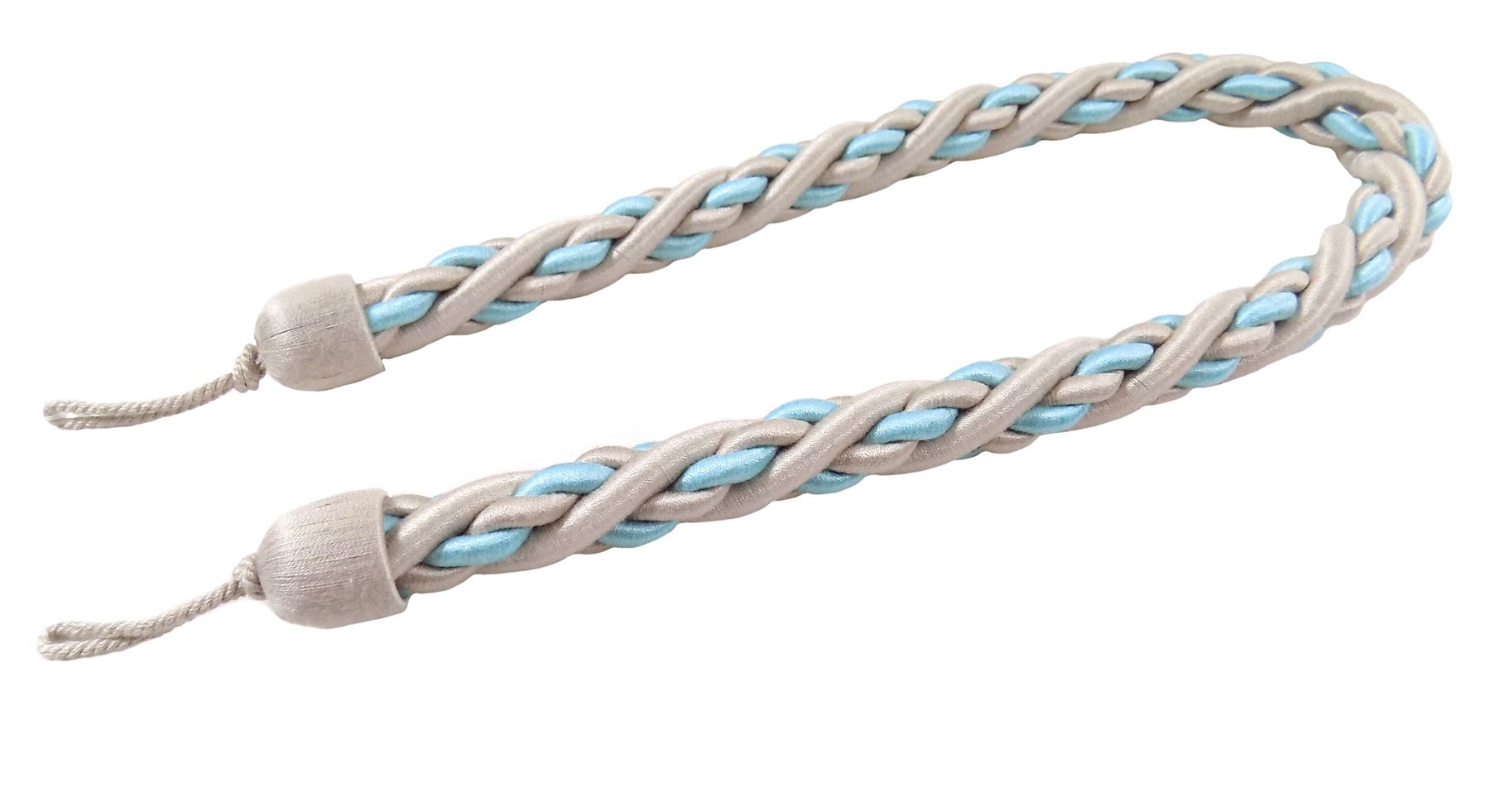 DUCK EGG BLUE TWISTED ROPE CURTAIN TIE BACK 100 COTTON HOLDBACK 37