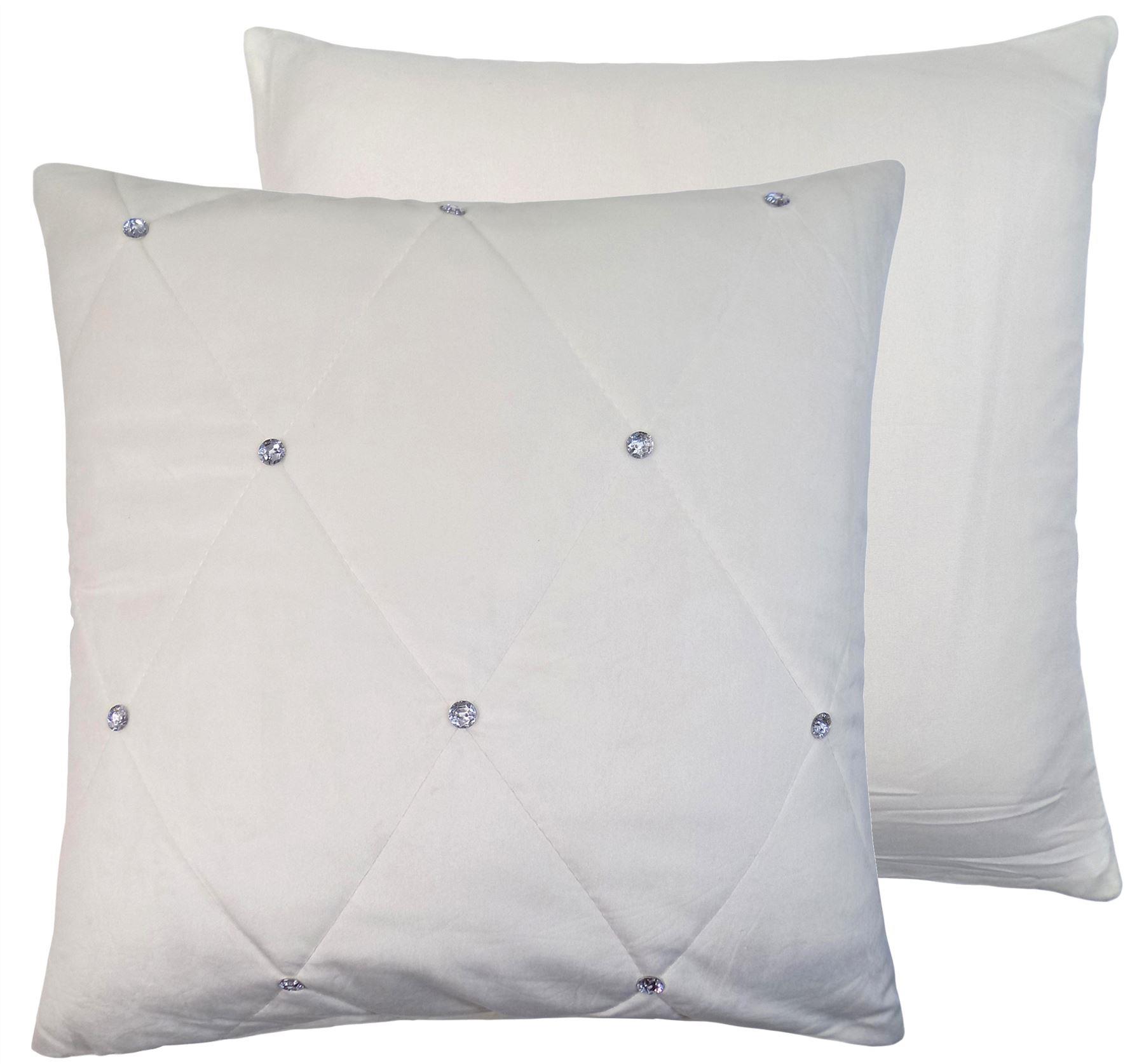 55 cm housses de coussin 2 x Matelassé Clair Strass Velours Crème 22/"