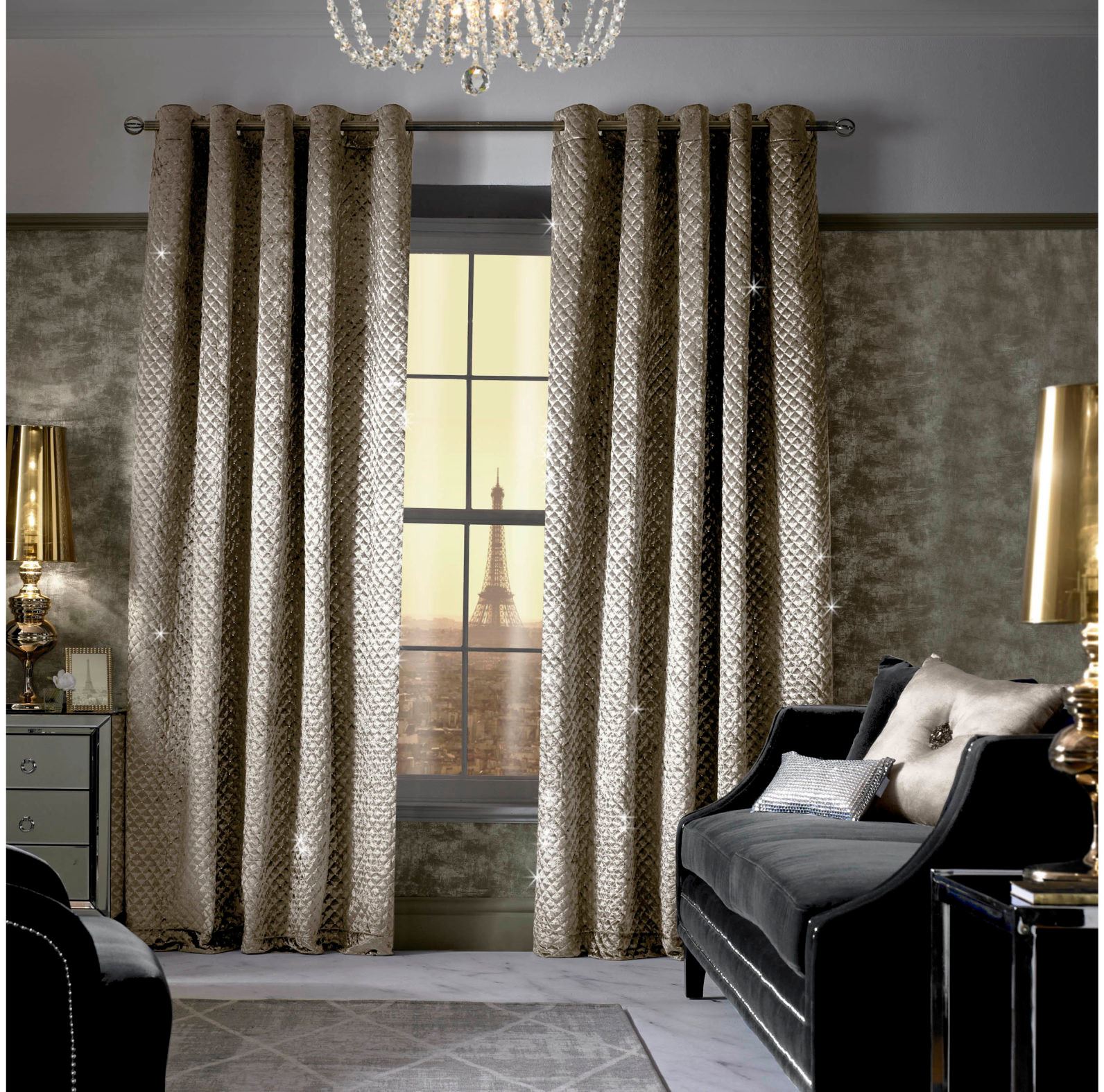 Kylie Minogue Grazia Praliné matelassé matelassé matelassé en velours à sequins Rideaux à anneaux 4 Tailles 640f15 Kylie Minogue Grazia Praliné matelassé matelassé matelassé en velours à sequins Rideaux à anneaux 4 Tailles 640f15