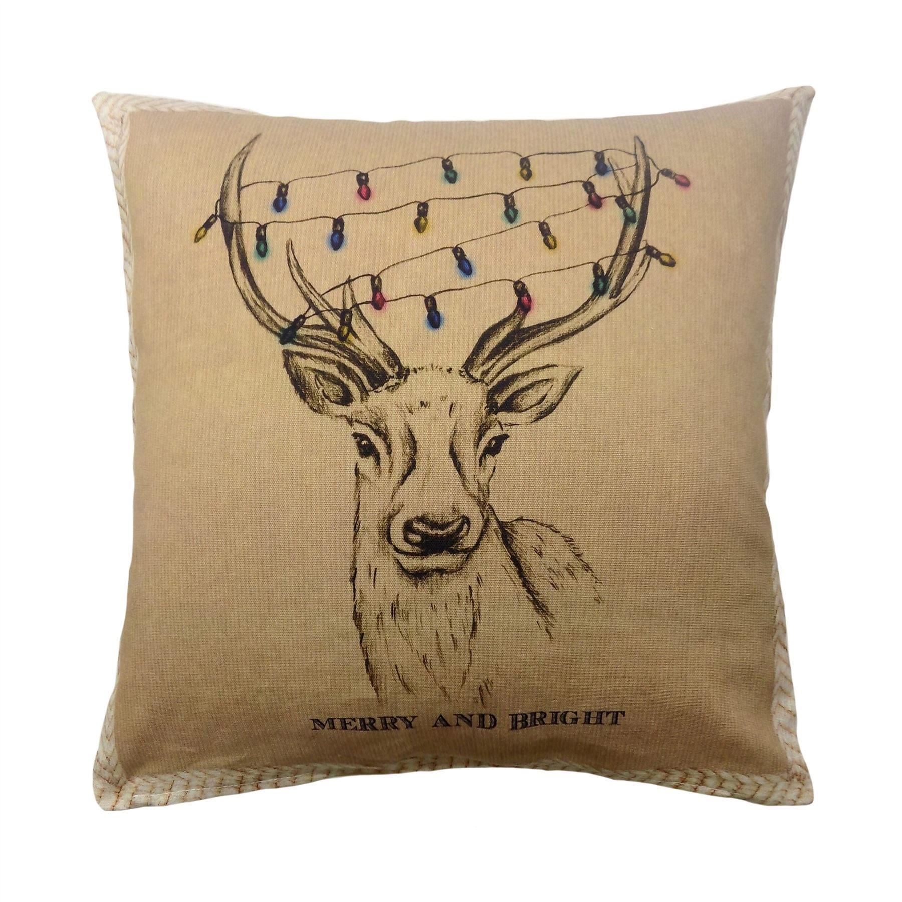 FUNKY MODERN GREEN RUDOLPH REINDEER HAT CHRISTMAS CHENILLE CUSHION COVER 17/"