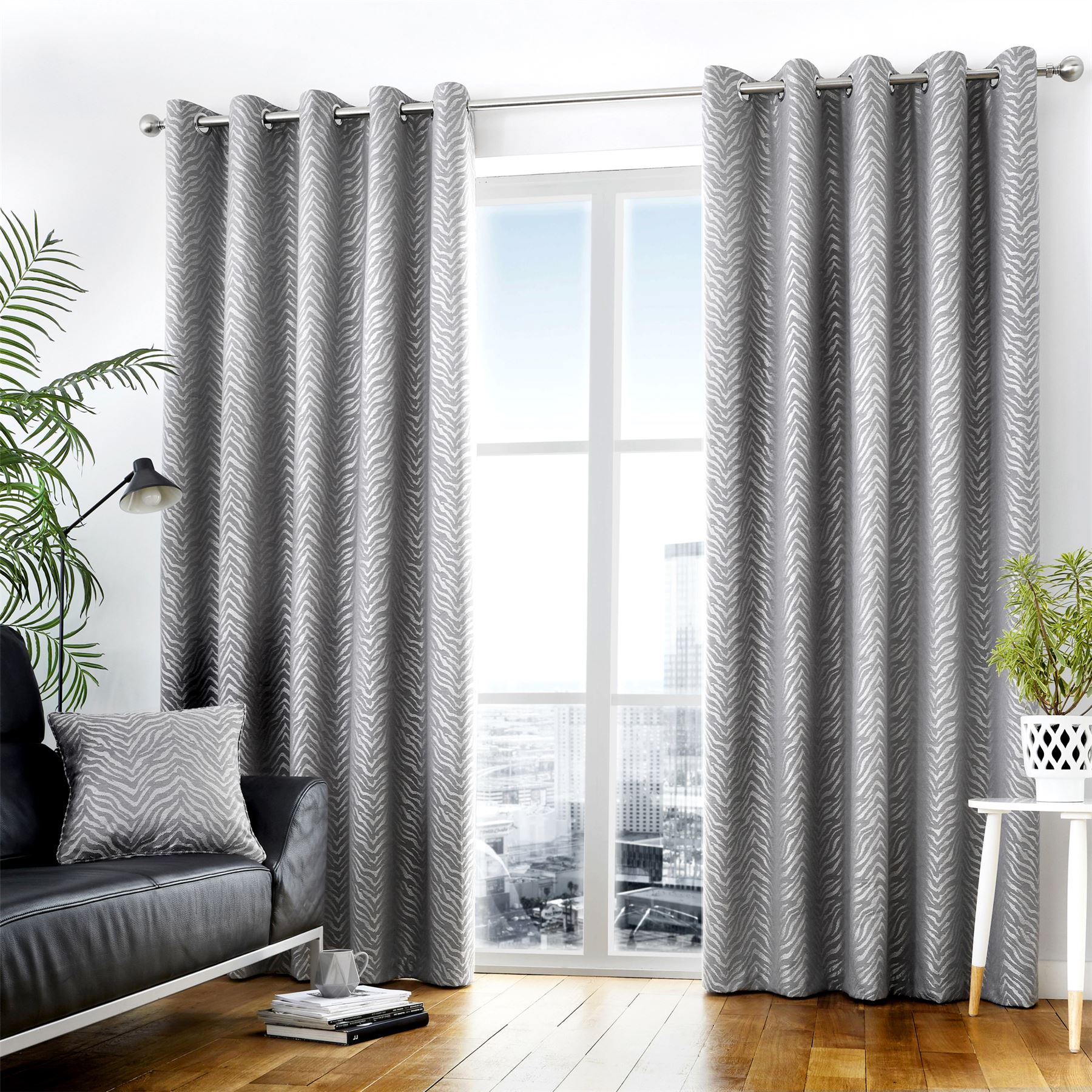 JACQUARD TREES GRAPHITE GREY HEAVYWEIGHT LINED RING TOP CURTAINS *7 SIZES*