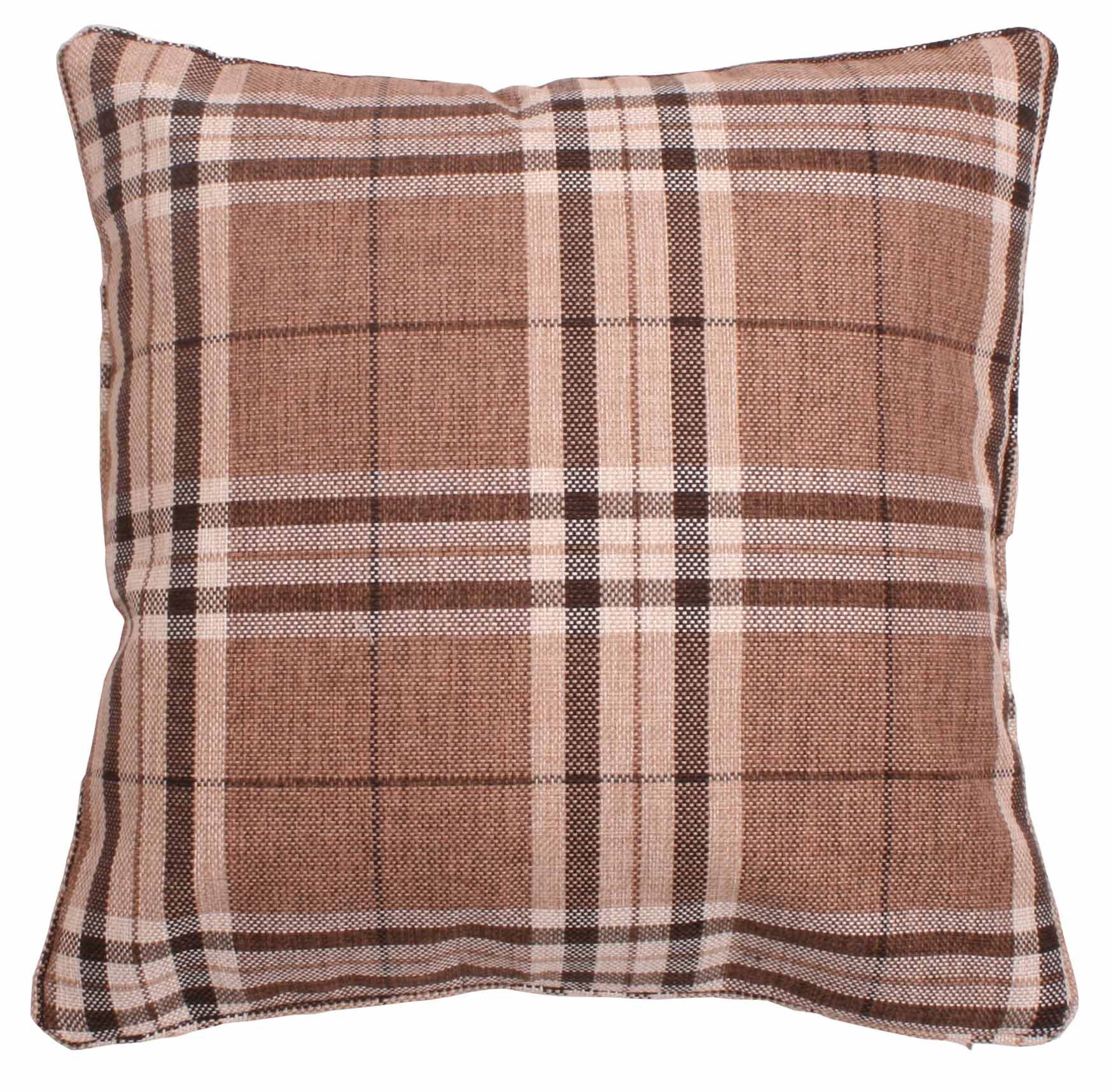 TARTAN BROWN BEIGE CHECK PLAID HIGHLAND WOVEN THICK CUSHION COVER 17