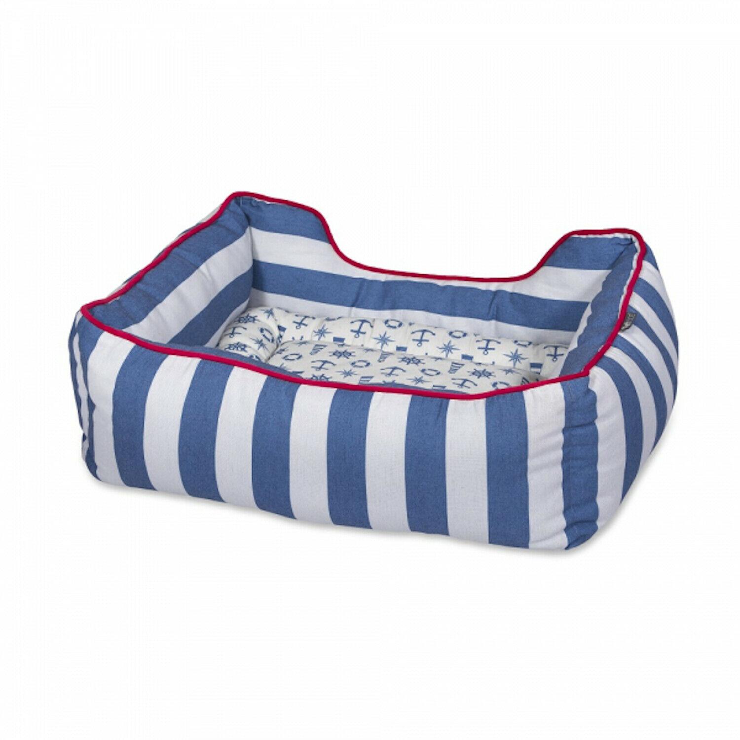 Petface Blue Nautical Soft Small Dog Bed Deep Washable Reversible Liner