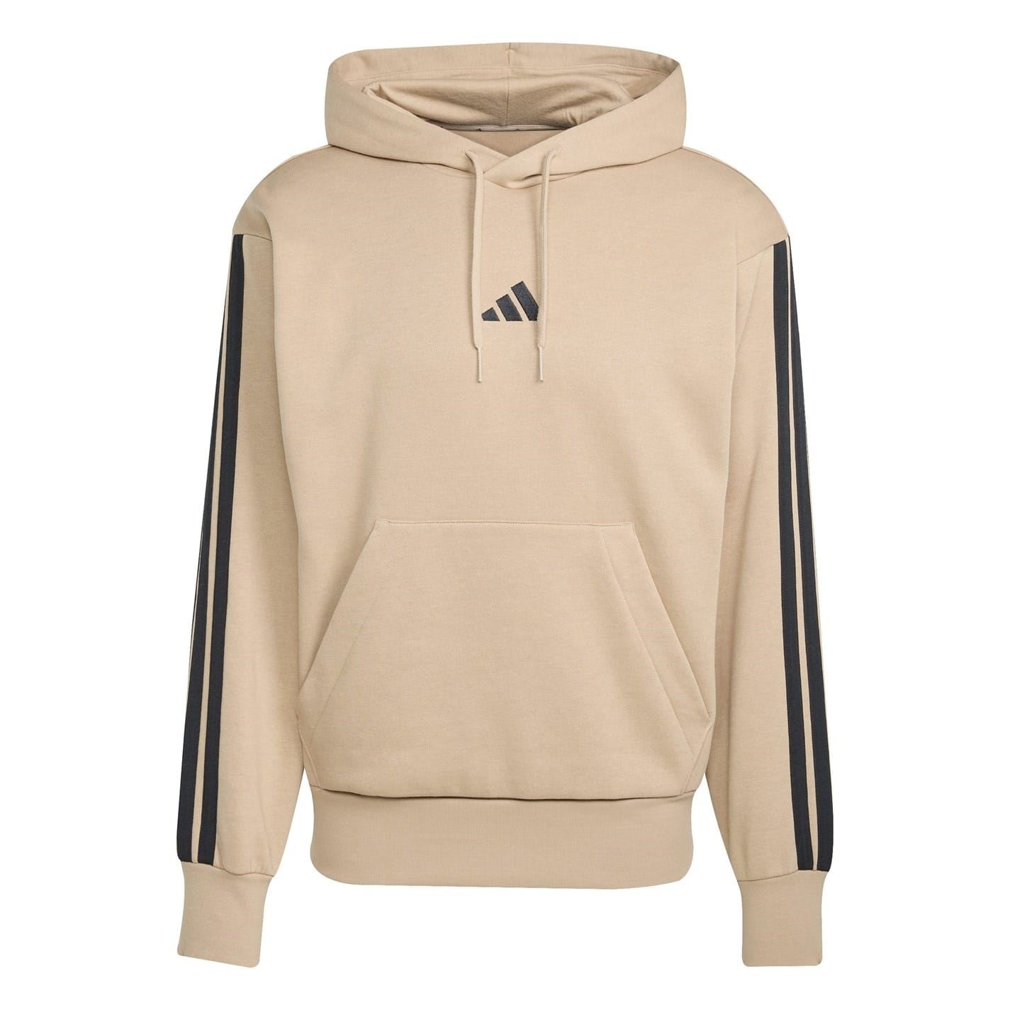 Adidas Men's Sandstone Fleece 3 Stripes Hoodie 2XL In Beige
