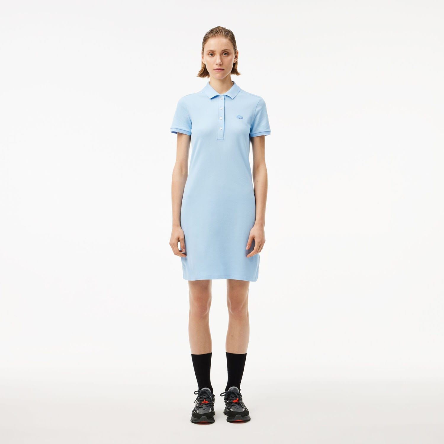 Women's Lacoste Slim Fit Stretch Mini Piqu  Polo Dress in Blue | eBay UK