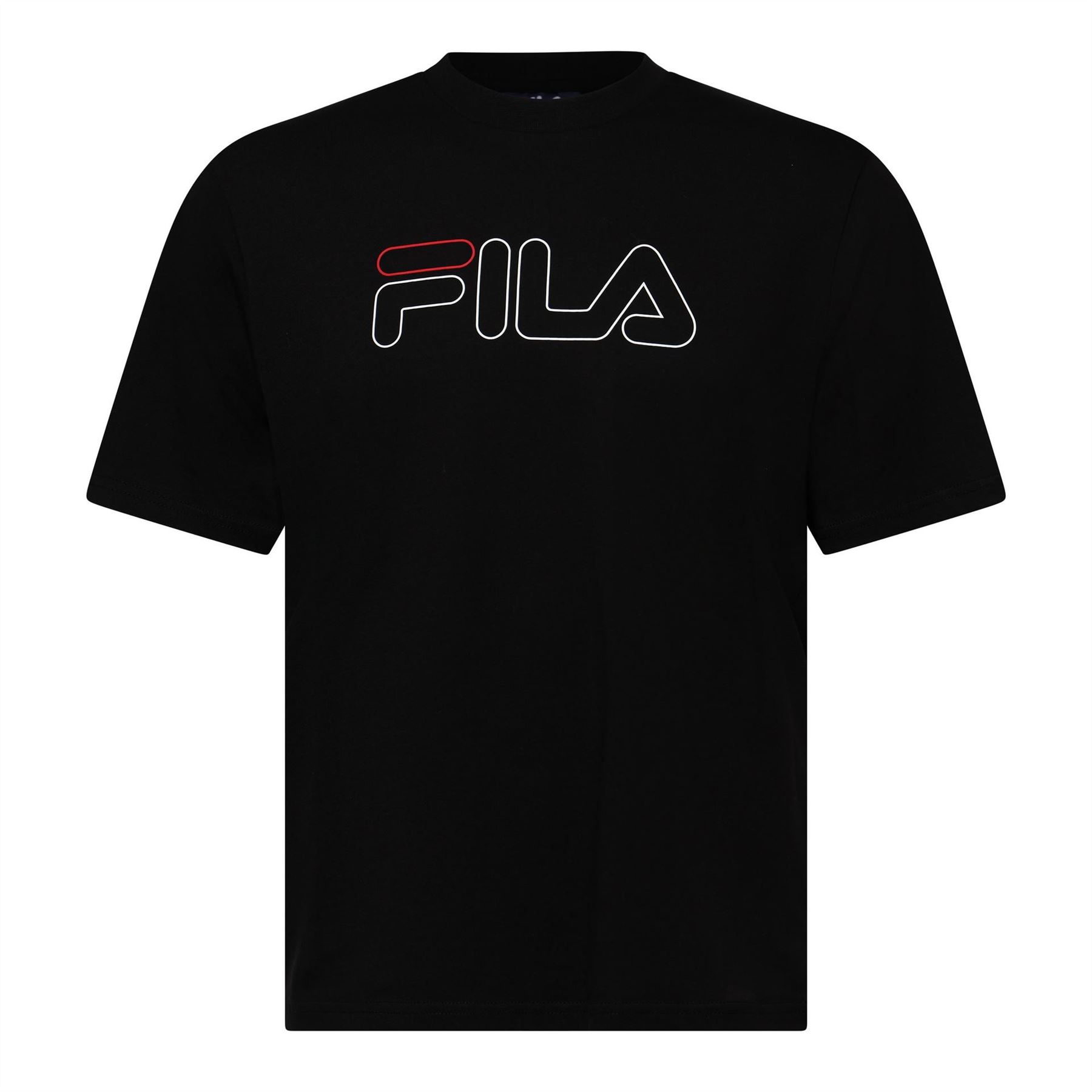 Fila Men's Black Harrison Wordmark Crew Neck Short Sleeve T-Shirt 2X Large In