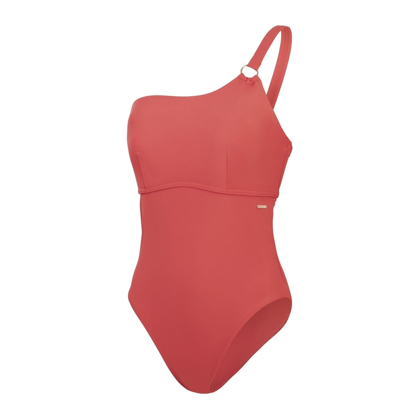 Speedo Women's Brown Asymmetrical One Piece Swimsuit 16 (Xl) In