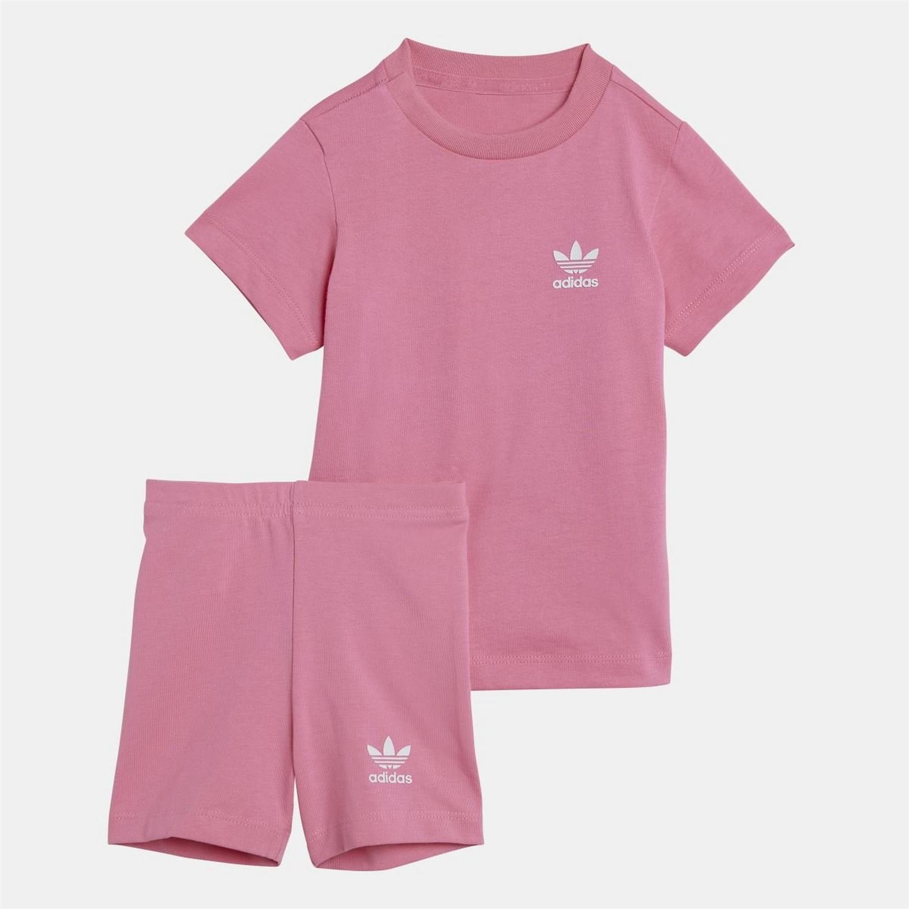 Adidas Originals Unisex Pink Shorts And T Shirt Set 0-3M In