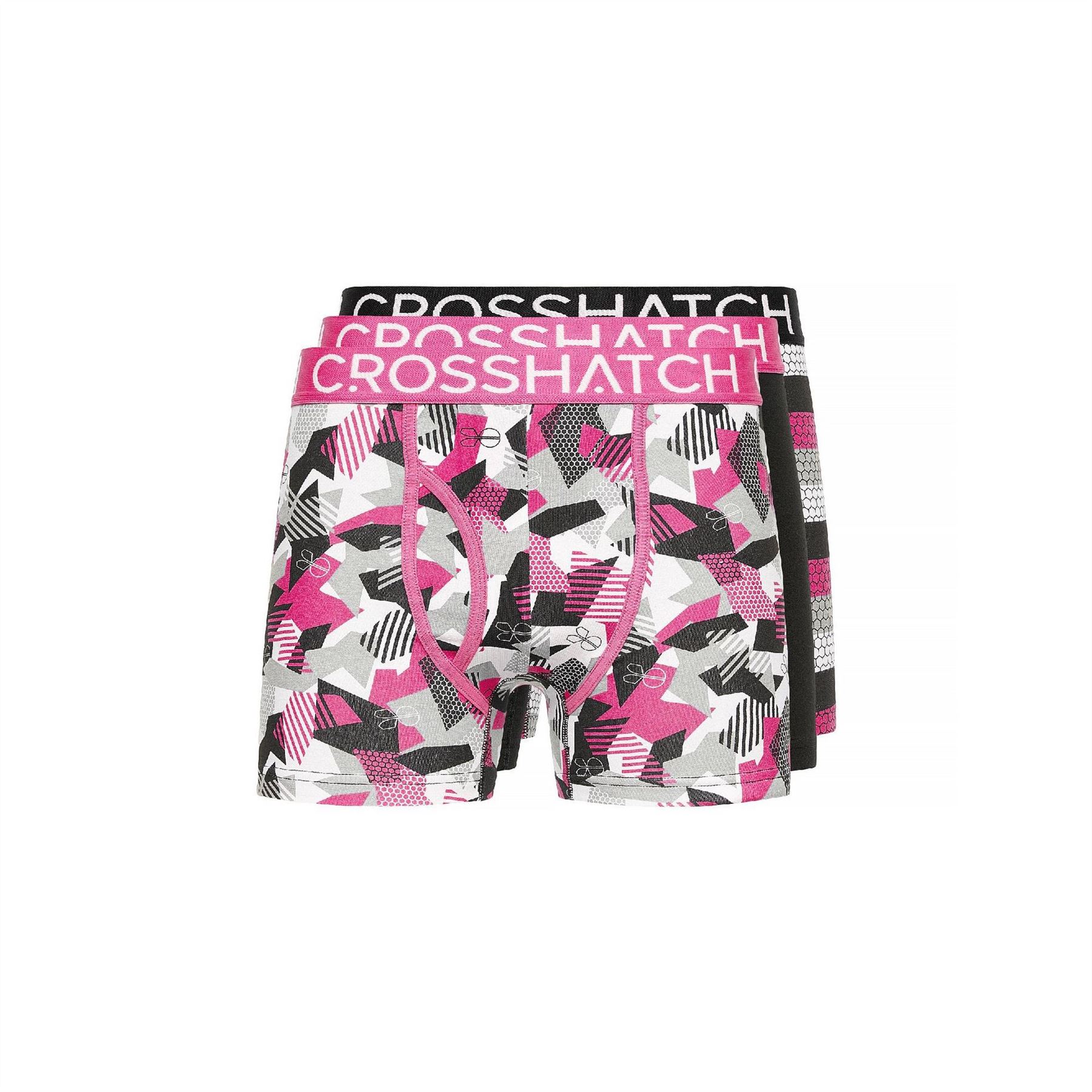 Crosshatch Men's Fuchsia Crystaline Geometric Patterned Boxer Brief Medium In Pink