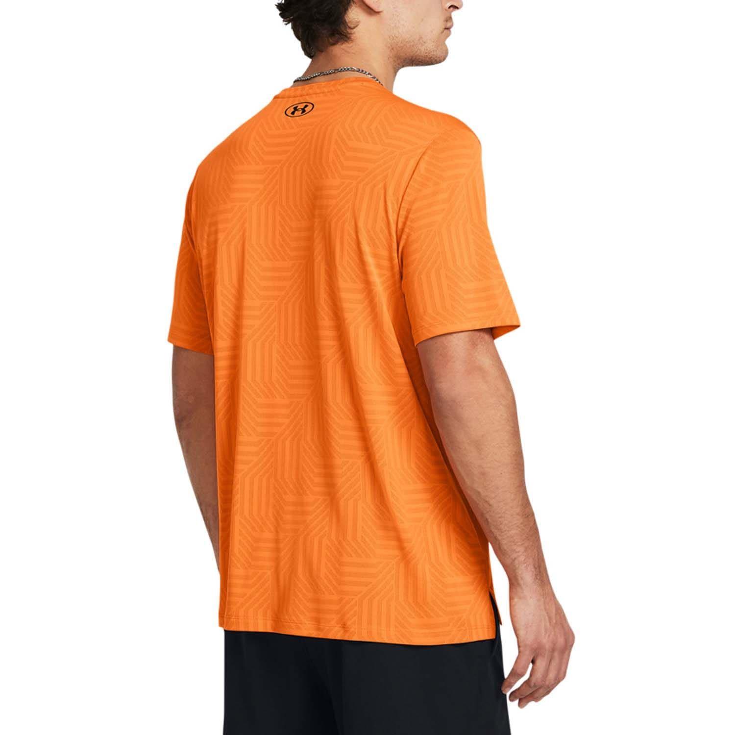Men's Under Armour Tech Vent Geotessa Short Sleeve T-Shirts in Pink and Orange - Picture 3 of 10