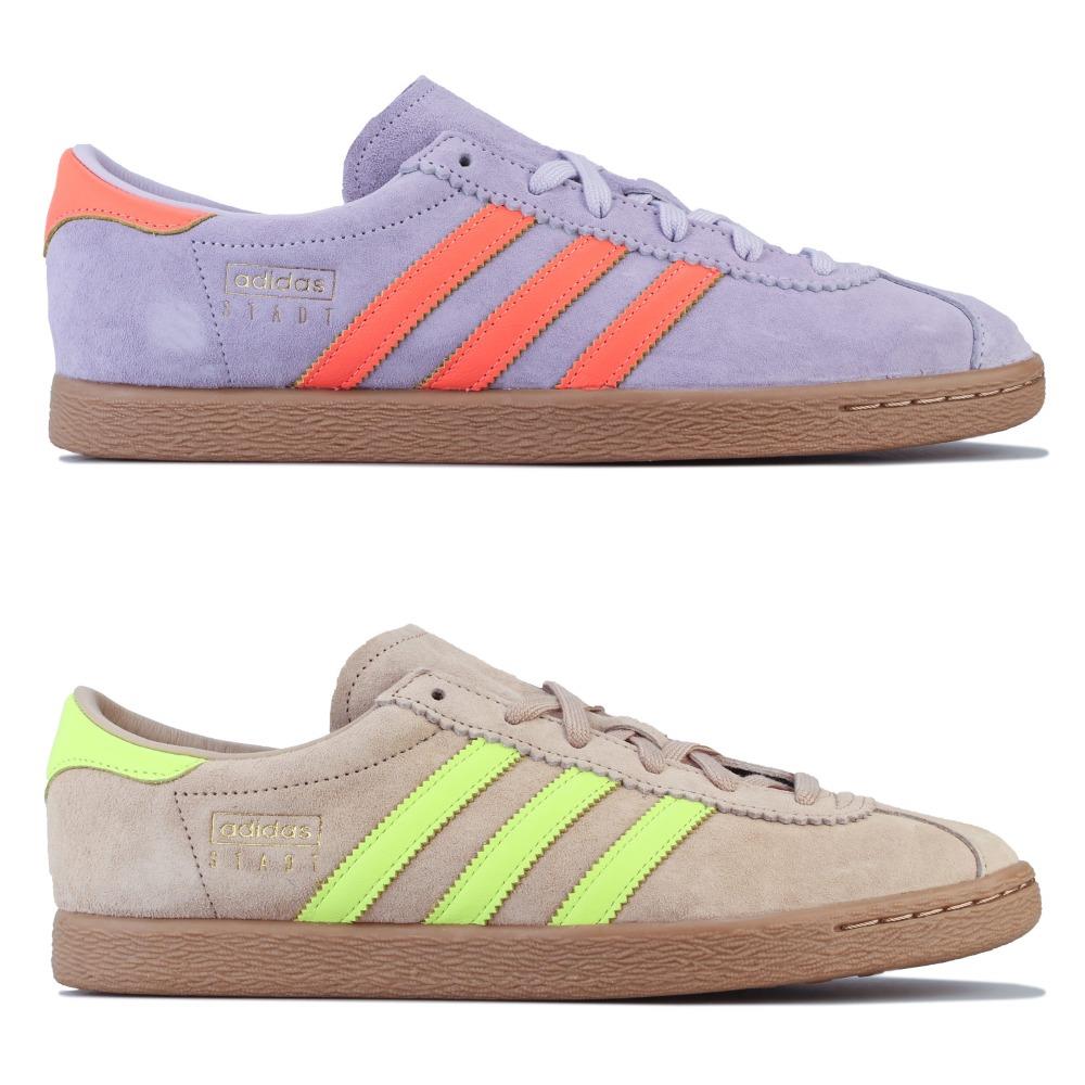 adidas originals stadt trainers in lilac and orange