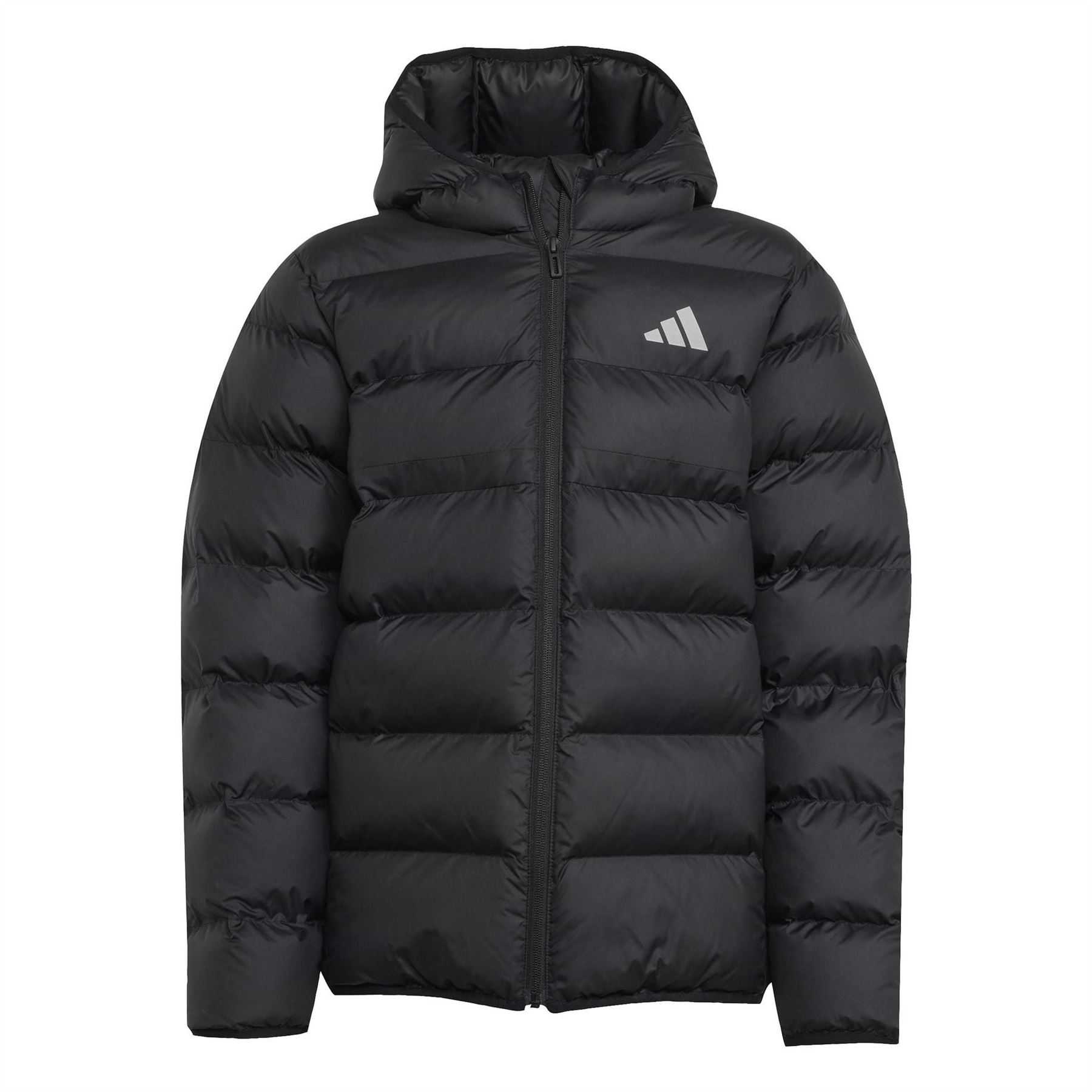 Adidas Unisex Triple Black Synthetic Down Jacket Kids 13 Years In Black