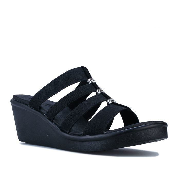 Women's Skechers Rumble On City Fever Slip on Wedge Sandals in Black | eBay