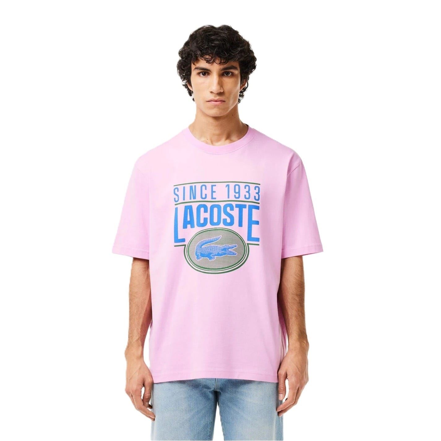 Lacoste Men's Gelato Logo T-Shirt M In Pink