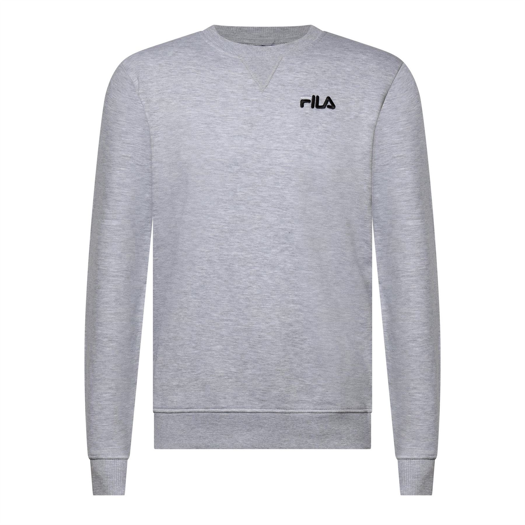 Fila Men's Light Grey Marl Casper Wordmark Crew Neck Long Sleeve Sweatshirt Large In Grey