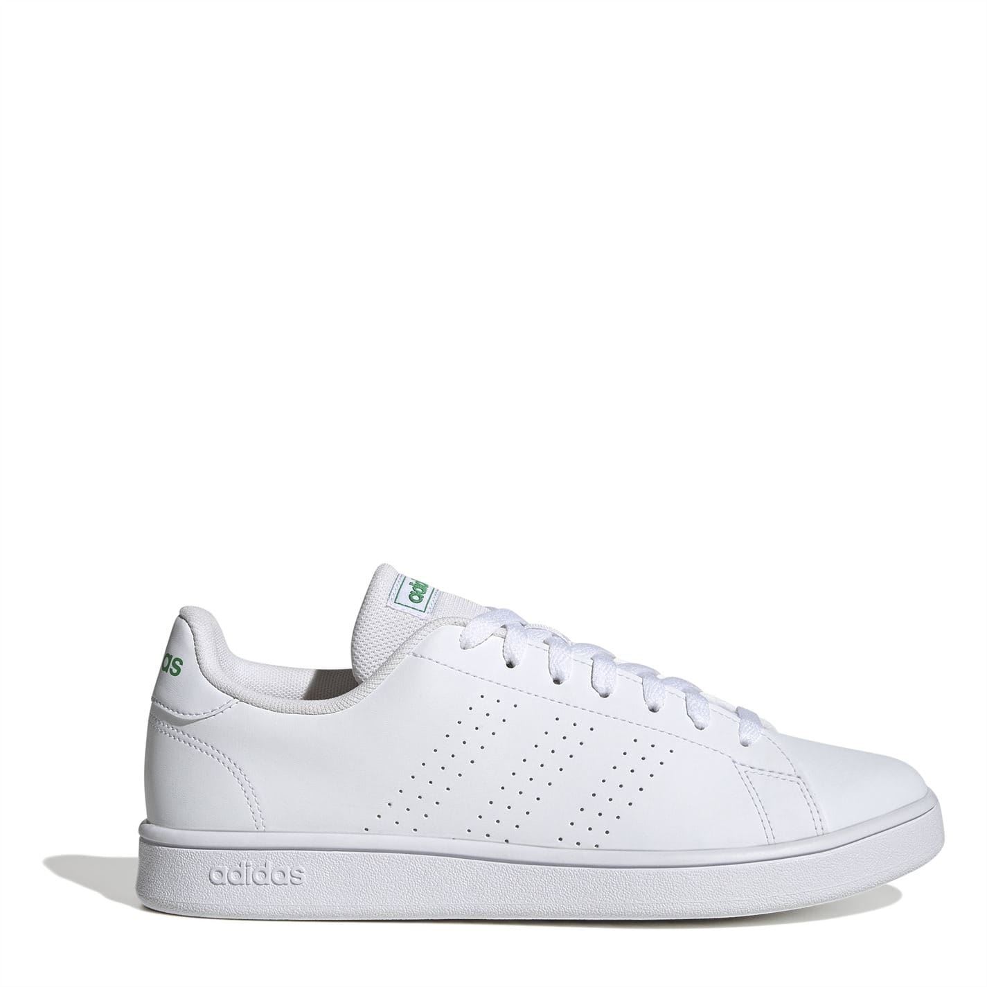 Adidas Men's White/Green Advantage Base Trainers 8.5 (42.7) In