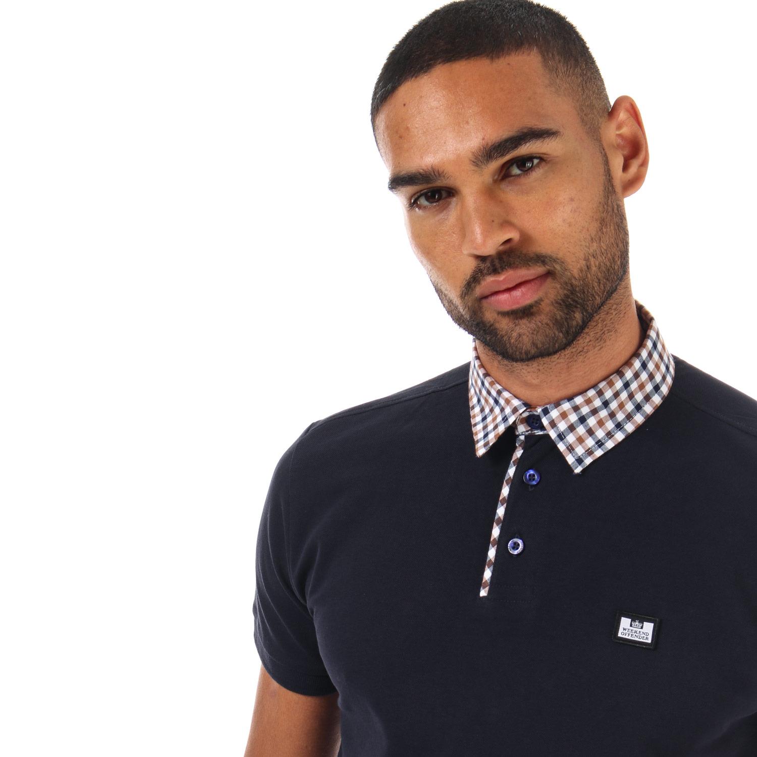 weekend offender check collar polo