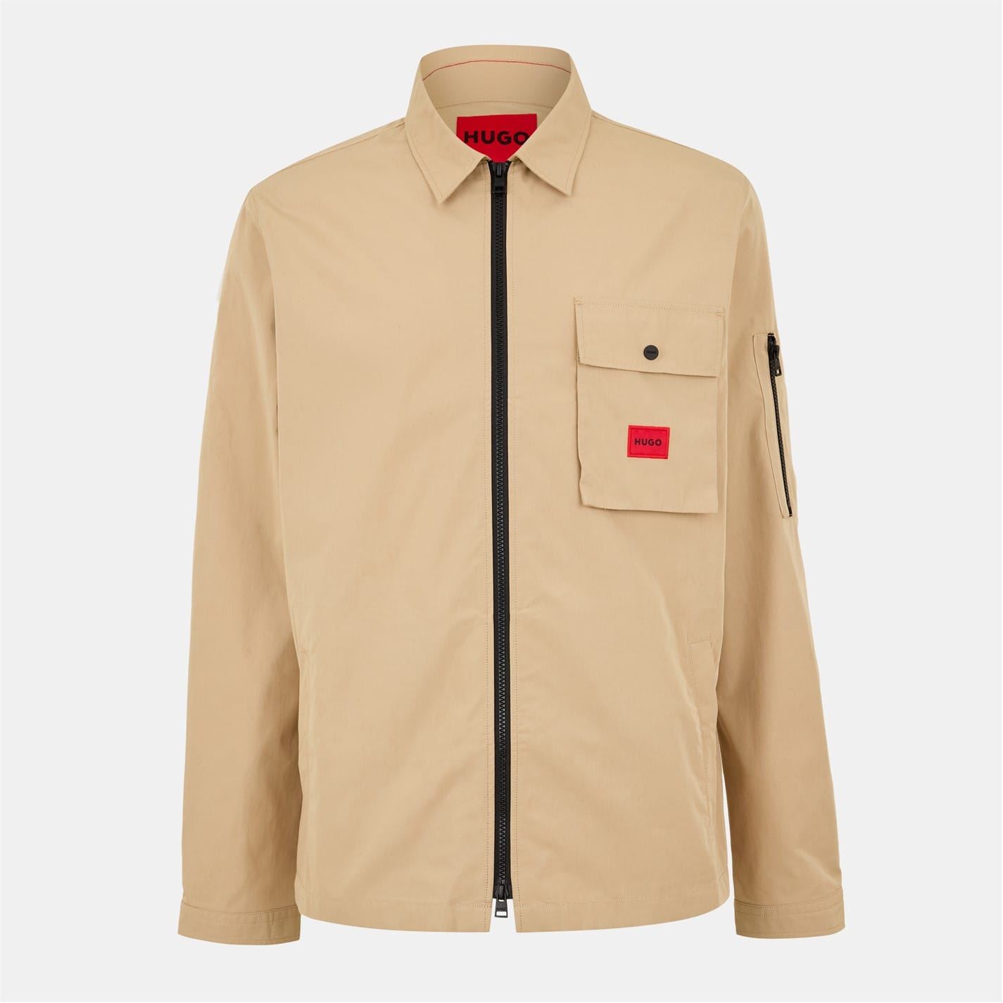Hugo Men's Med Beige 269 Zip Through Overshirt M In Beige