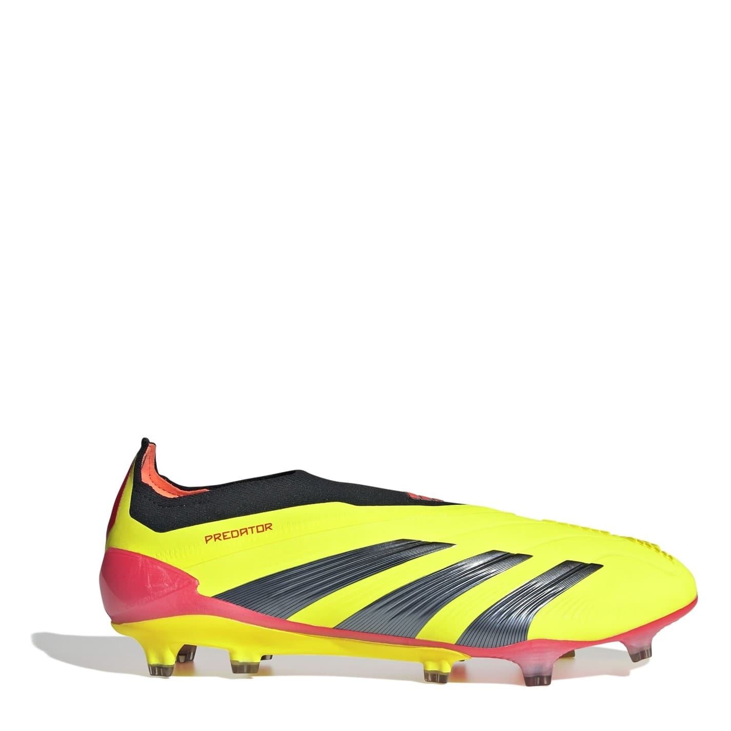 Adidas Men's Yellow/Blk/Red Predator 24 Elite Laceless Firm Ground Football Boots 7 (40.7) In
