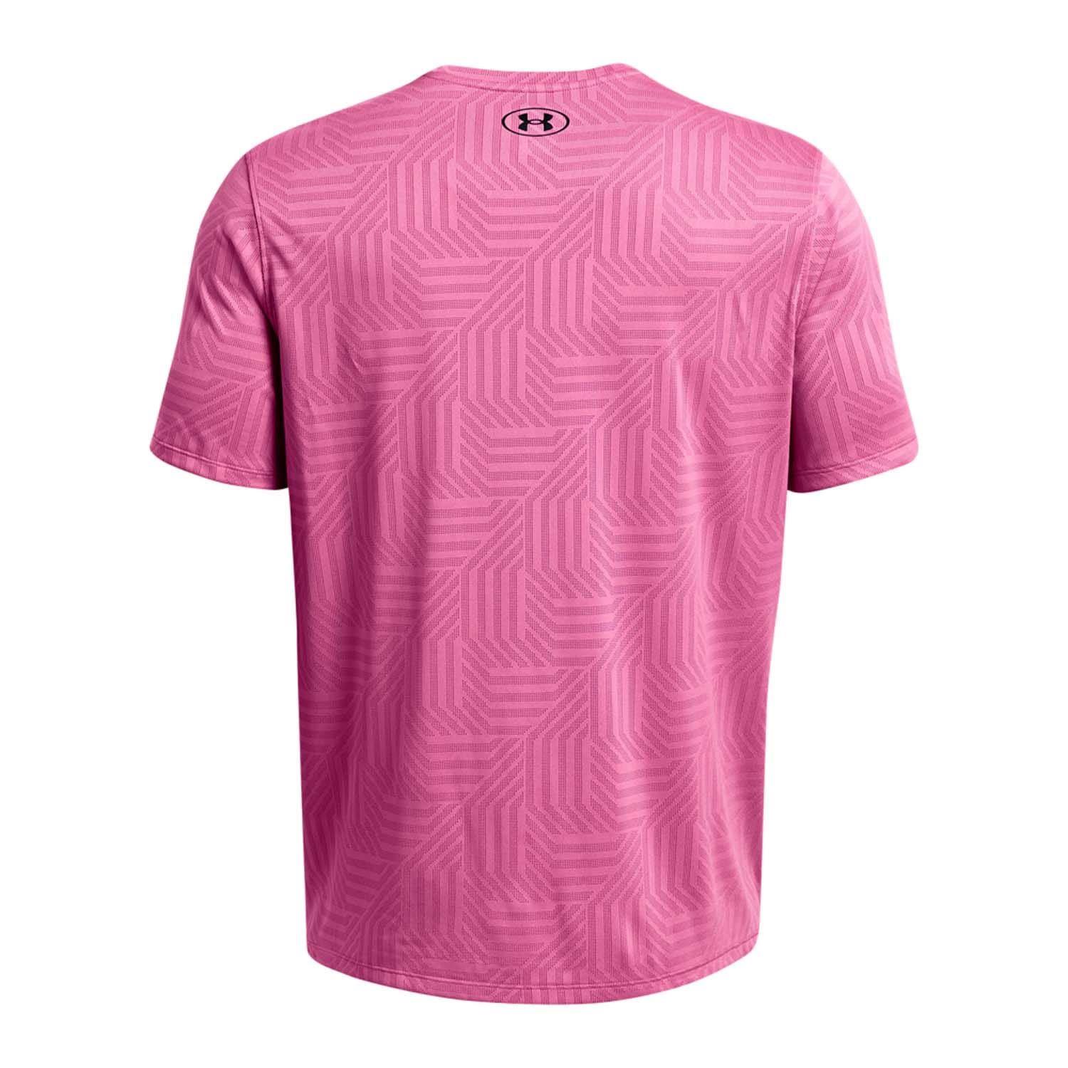 Men's Under Armour Tech Vent Geotessa Short Sleeve T-Shirts in Pink and Orange - Picture 10 of 10