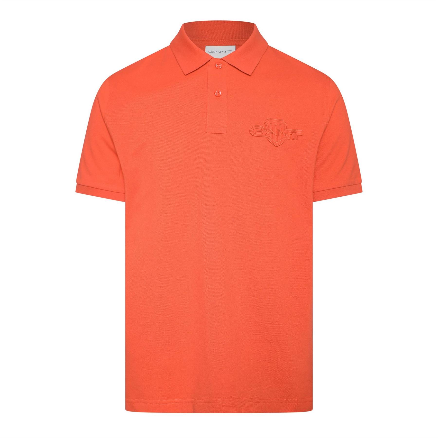 Gant Men's Deep Orange Collared Neck Short Sleeve Regular Fit Polo Shirt L In Orange