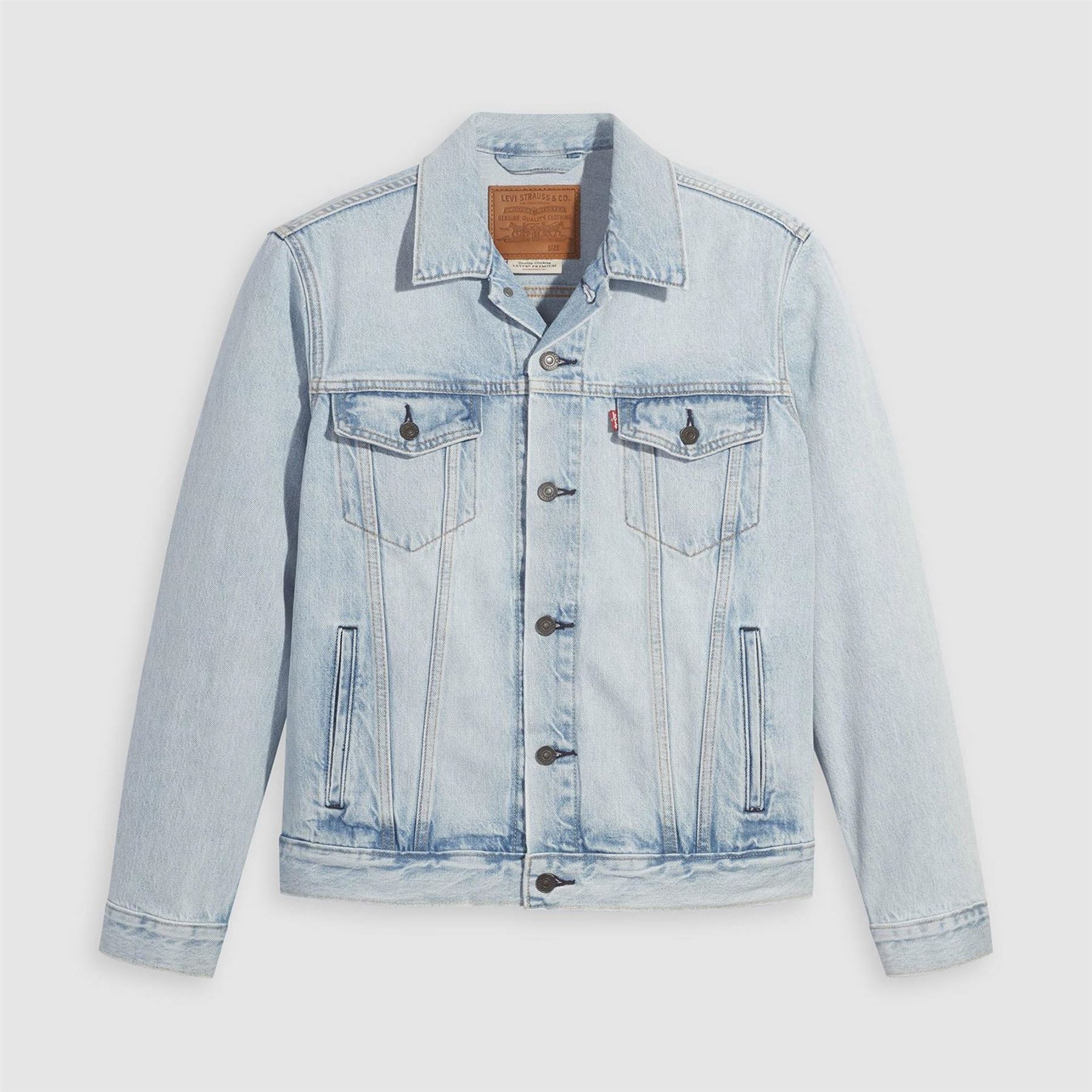 Levis Men's Light Trucker Trucker Denim Jacket With Front Pocket And Woven Cuff S In Blue