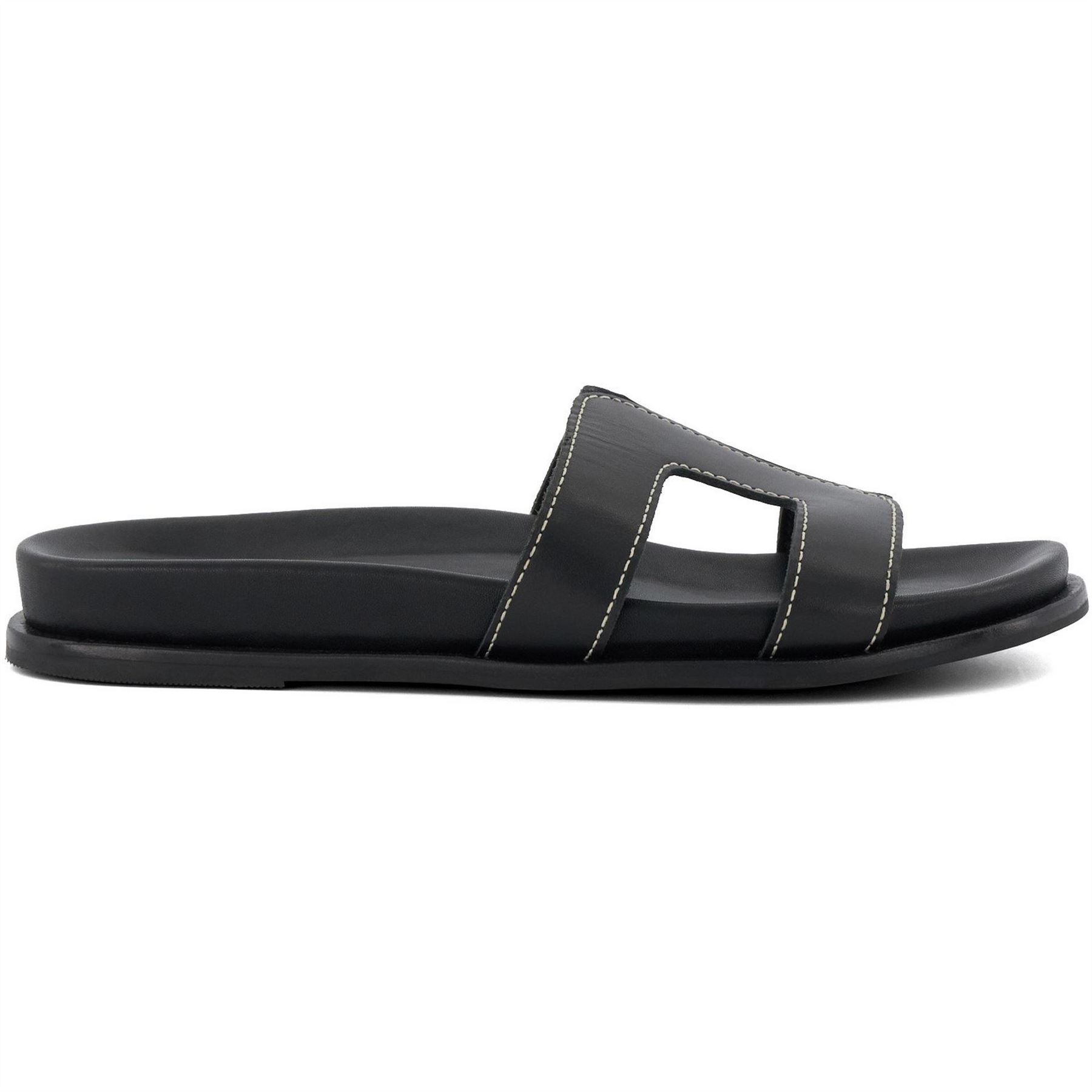 Dune London Women's Black Lo Loupa Open Toe Flat Slides Sandals 6 (39) In