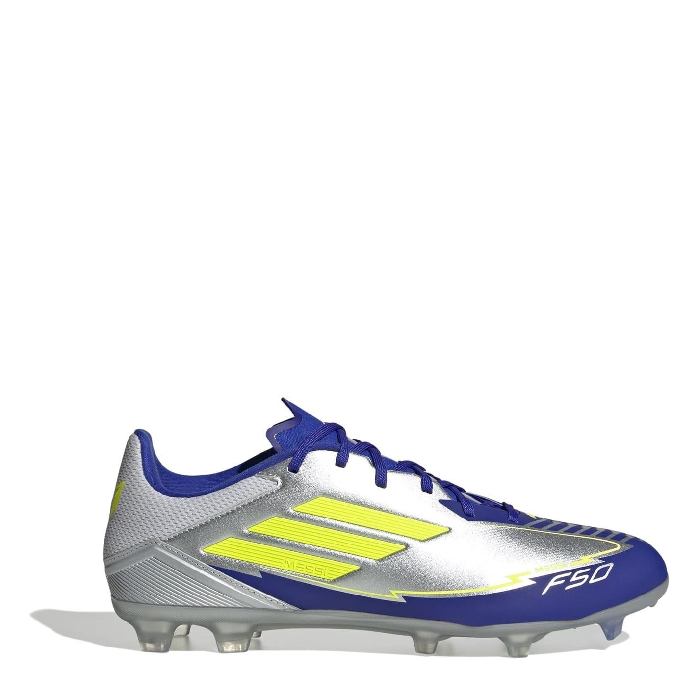 Adidas Silver Messi F50 Academy Adults Firm Ground Football Boots 9.5 (44) In