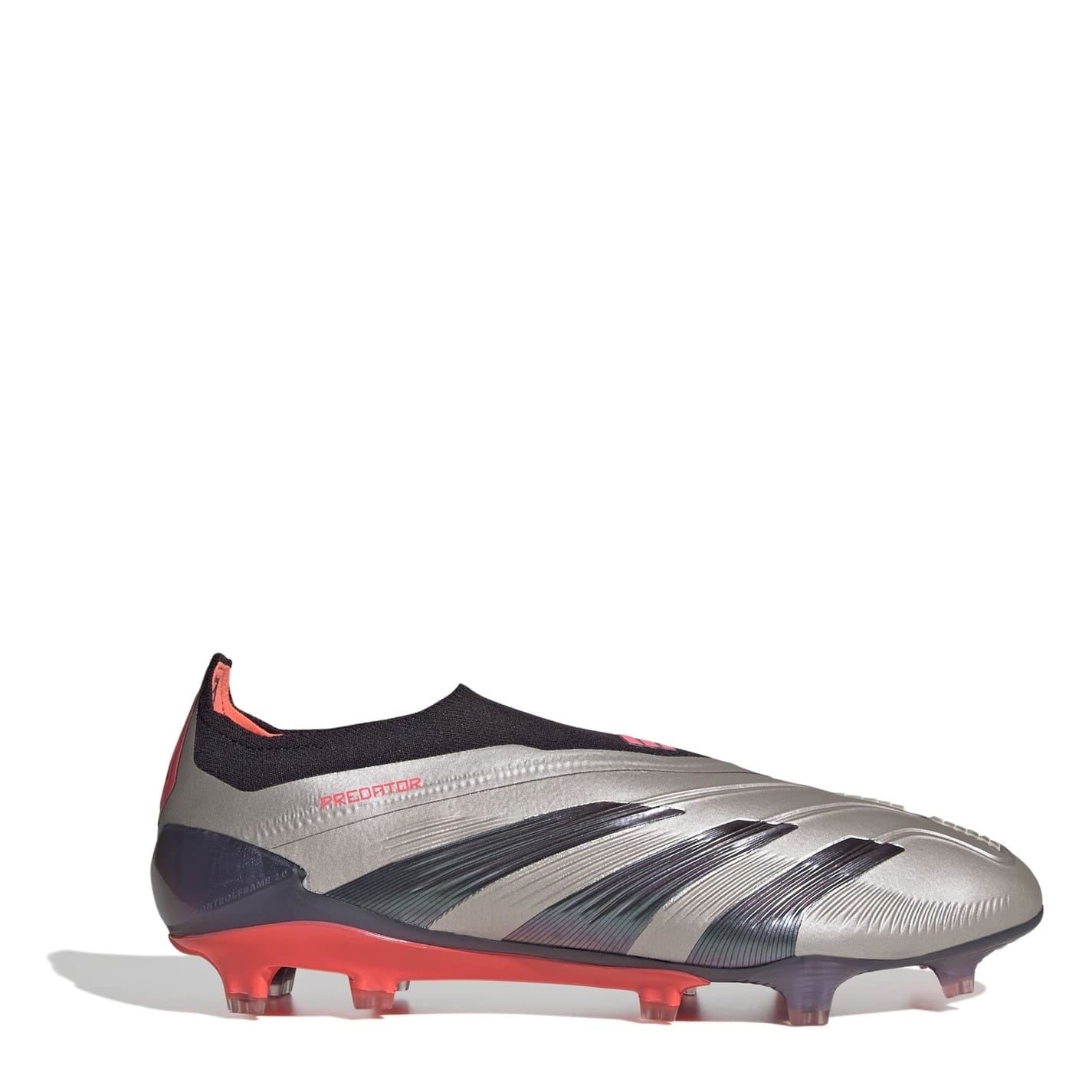 Adidas Silver Predator 24 Elite Laceless Firm Ground Football Boots 7 (40.7) In