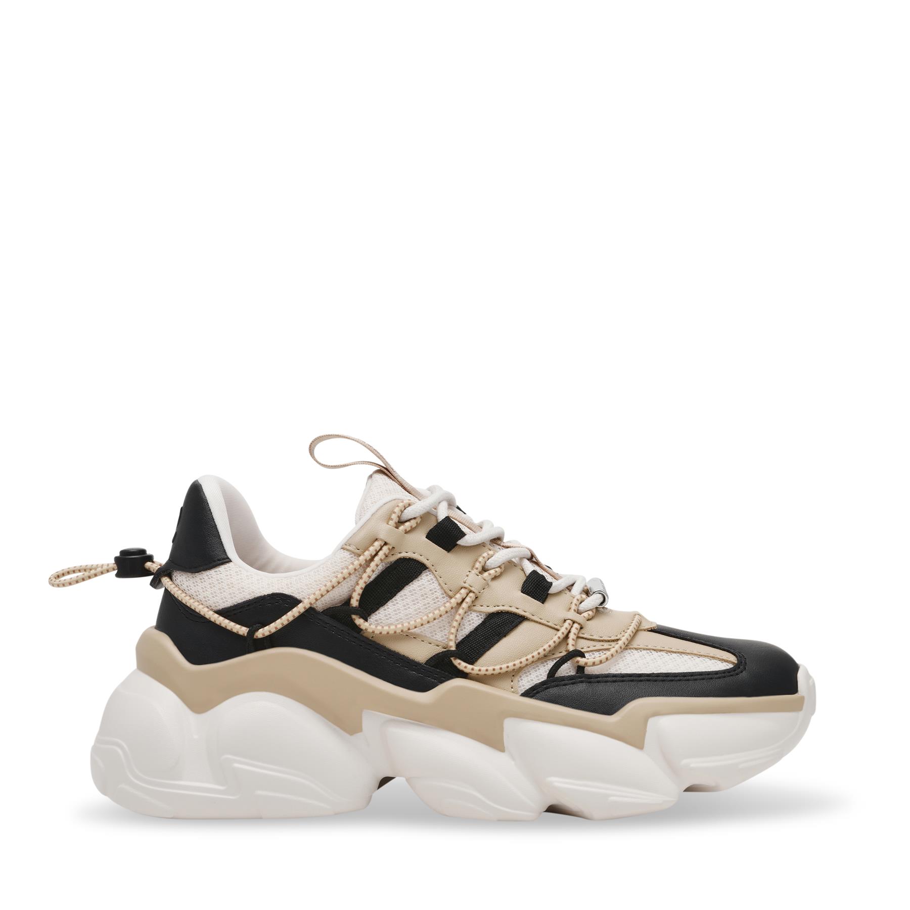 Steve Madden Women's Black Silver Spectator Lace Up Platform Sneakers 7 (40) In Beige