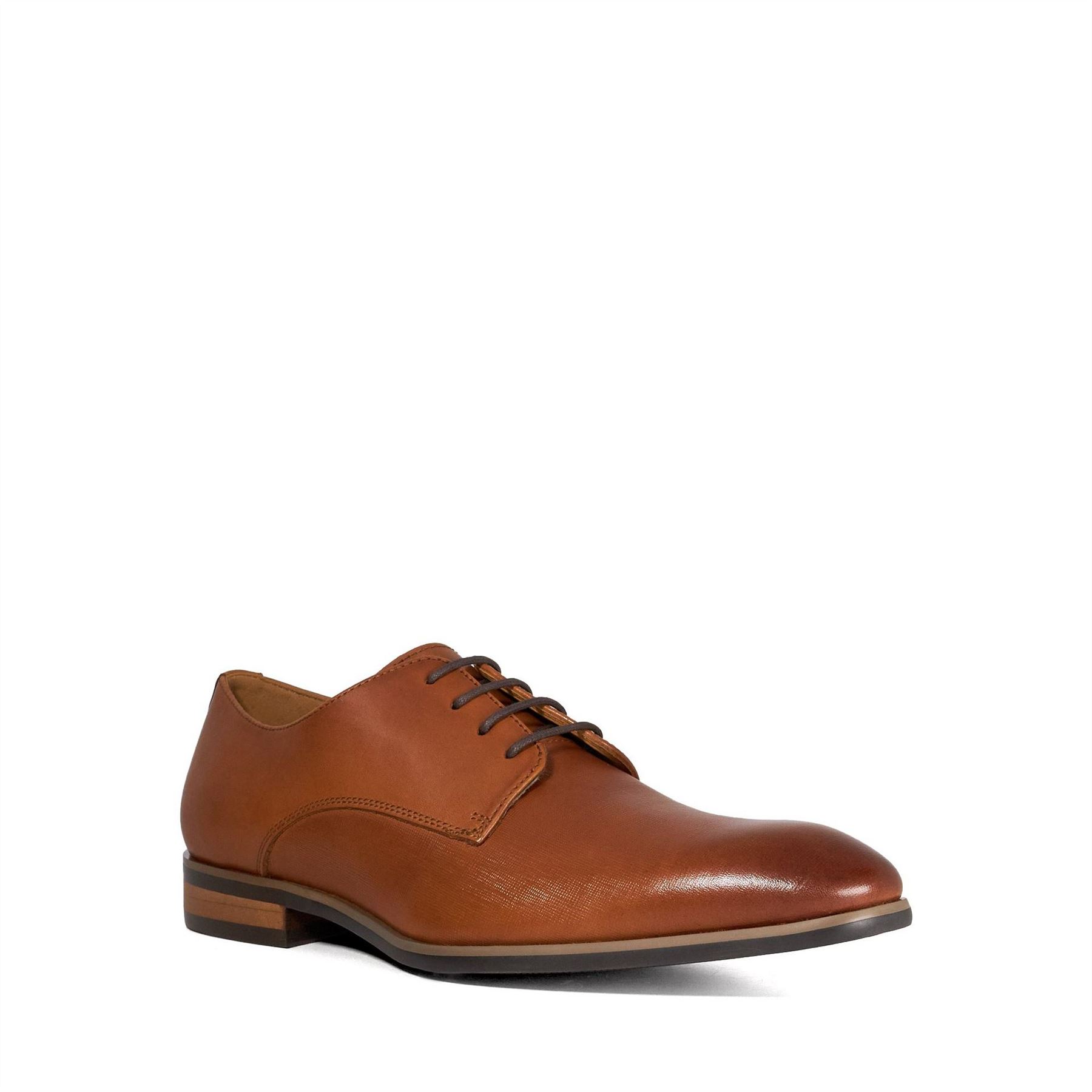 Dune London Men's Tan Lo Solly Textured Lace Up Smart Shoes 7 (41) In Brown