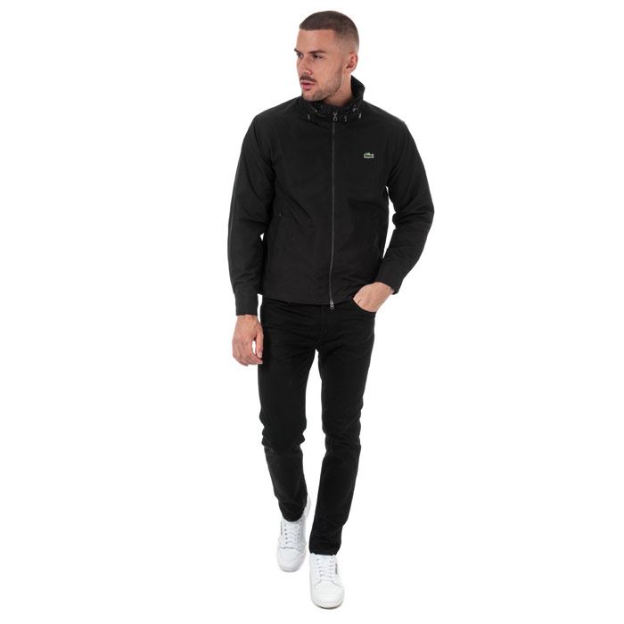 lacoste men's short zip cotton twill jacket