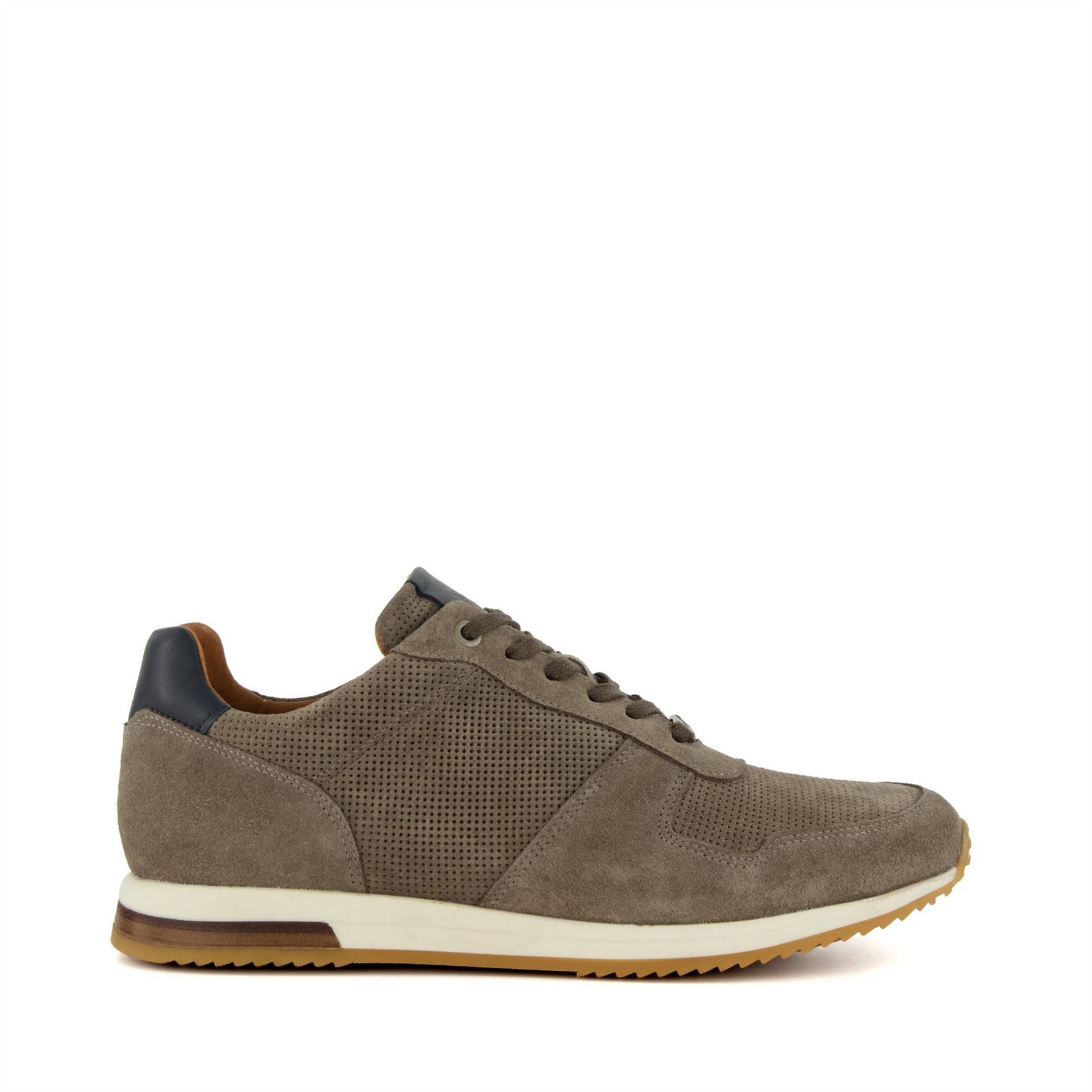 Dune London Men's Grey Lo Trilogy Textured Lace Up Sneakers 6 (39) In