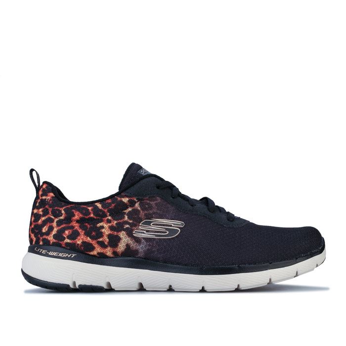 skechers flex appeal 3.0 leopard pounce ladies sports trainer