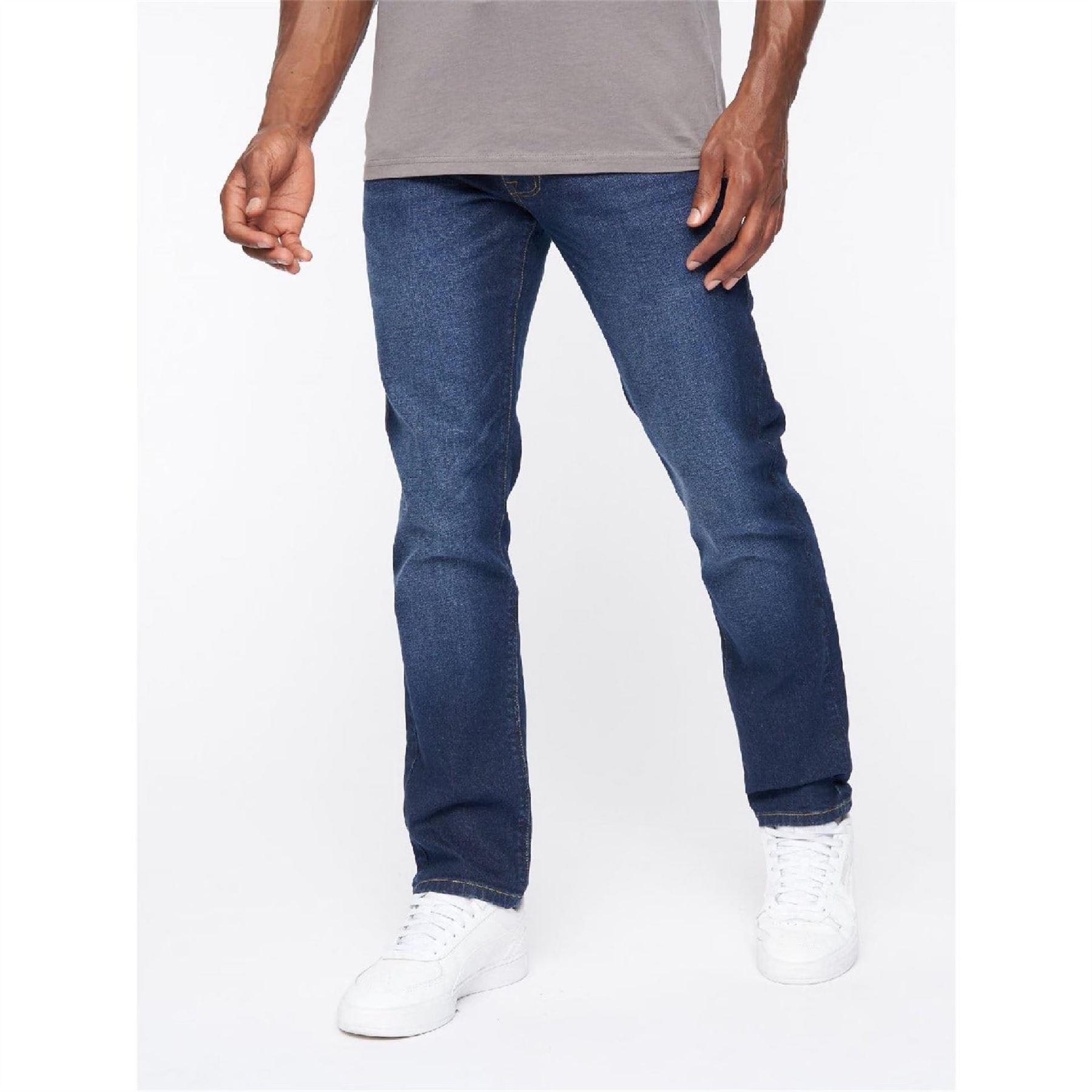 Crosshatch Men's Dark Wash Cadman Straight Fit Jeans 34 S In Blue