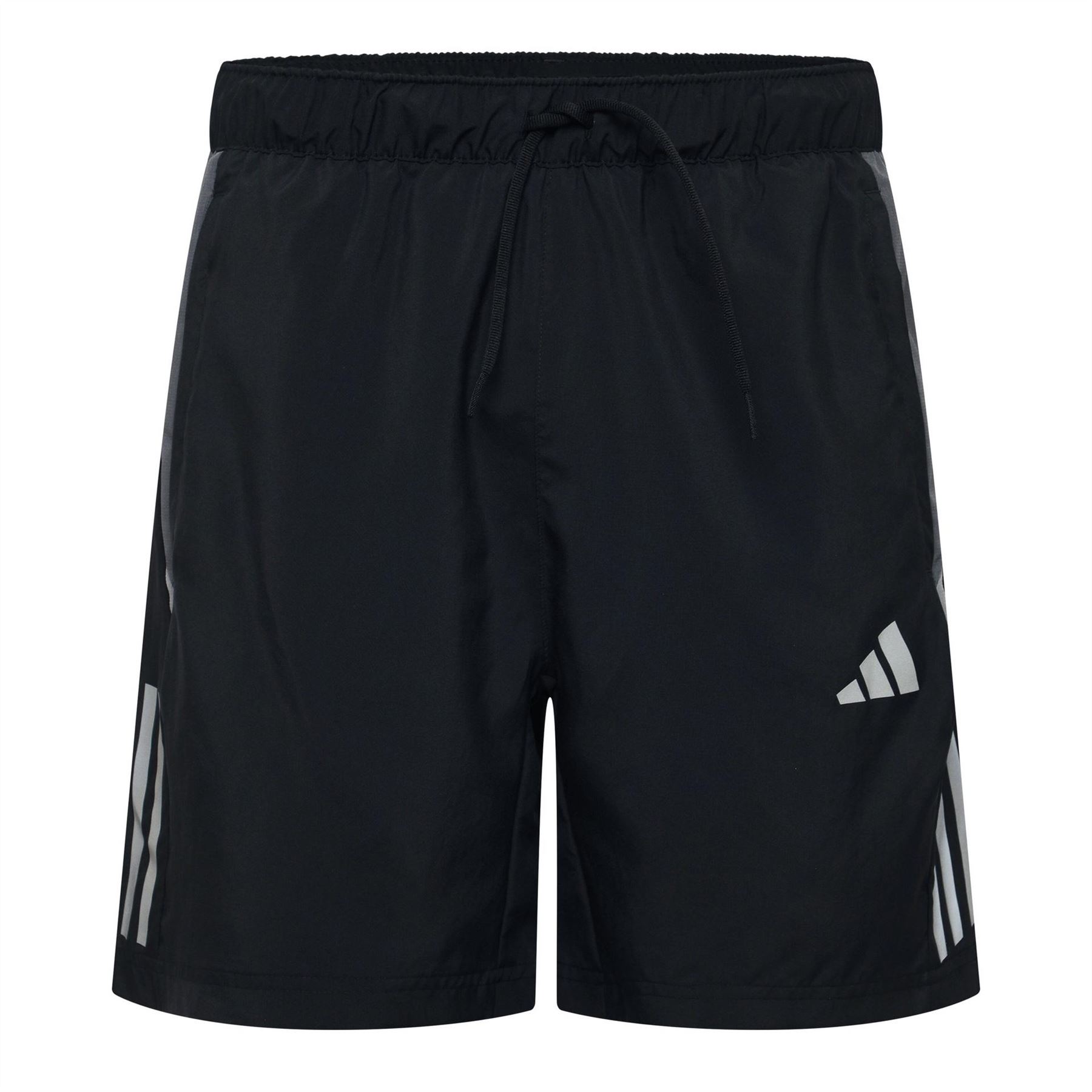 Adidas Men's Black 3 Stripes Athletic Shorts With Elasticated Waistband M In