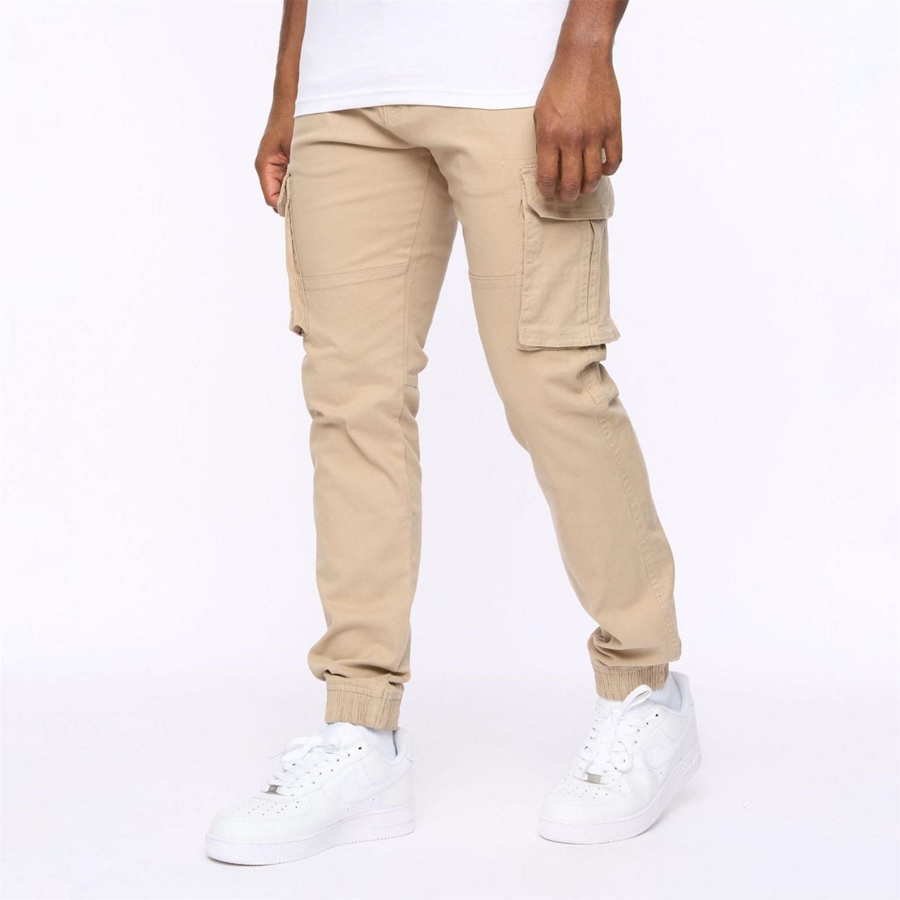 Crosshatch Men's Stone Cargo Pants 36R In Beige