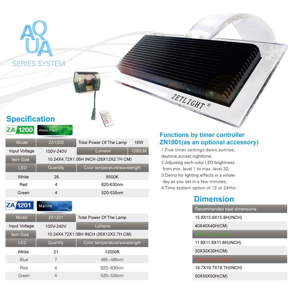 Zetlight Aquarium Lighting LED Fish Tank Light Clamp On Tropical