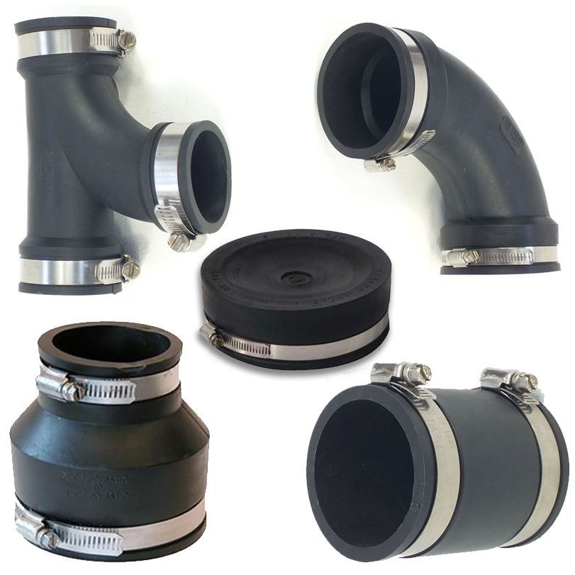 1.5" Rubber Pipe Fittings Flexible Pond Connectors eBay