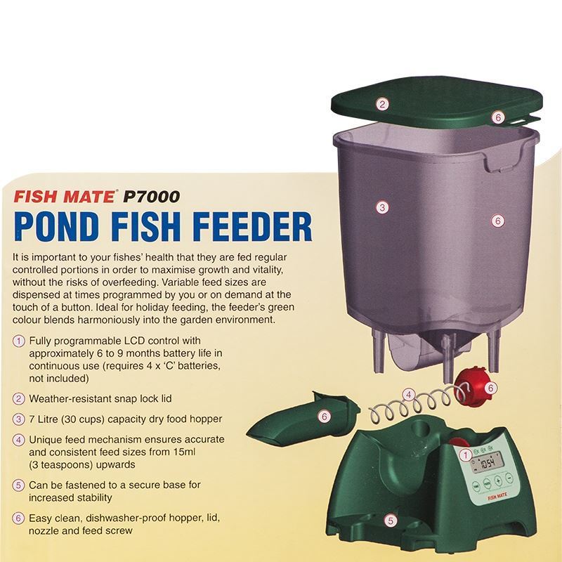 Fish Mate P7000 Pond Fish Feeder Koi Goldfish Auto Holiday Food Feeding