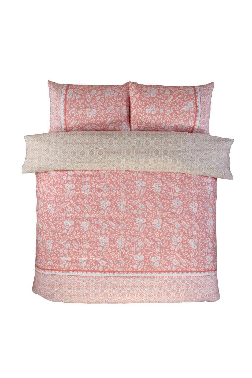 Eleanor Floral Geometric Reverse Duvet Quilt Cover Set Bed Linen Blush Navy - Picture 3 of 9
