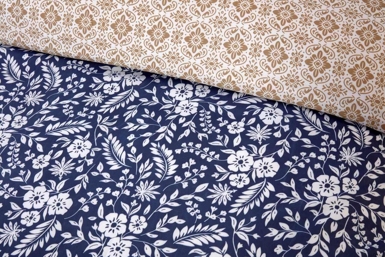 Eleanor Floral Geometric Reverse Duvet Quilt Cover Set Bed Linen Blush Navy - Picture 8 of 9