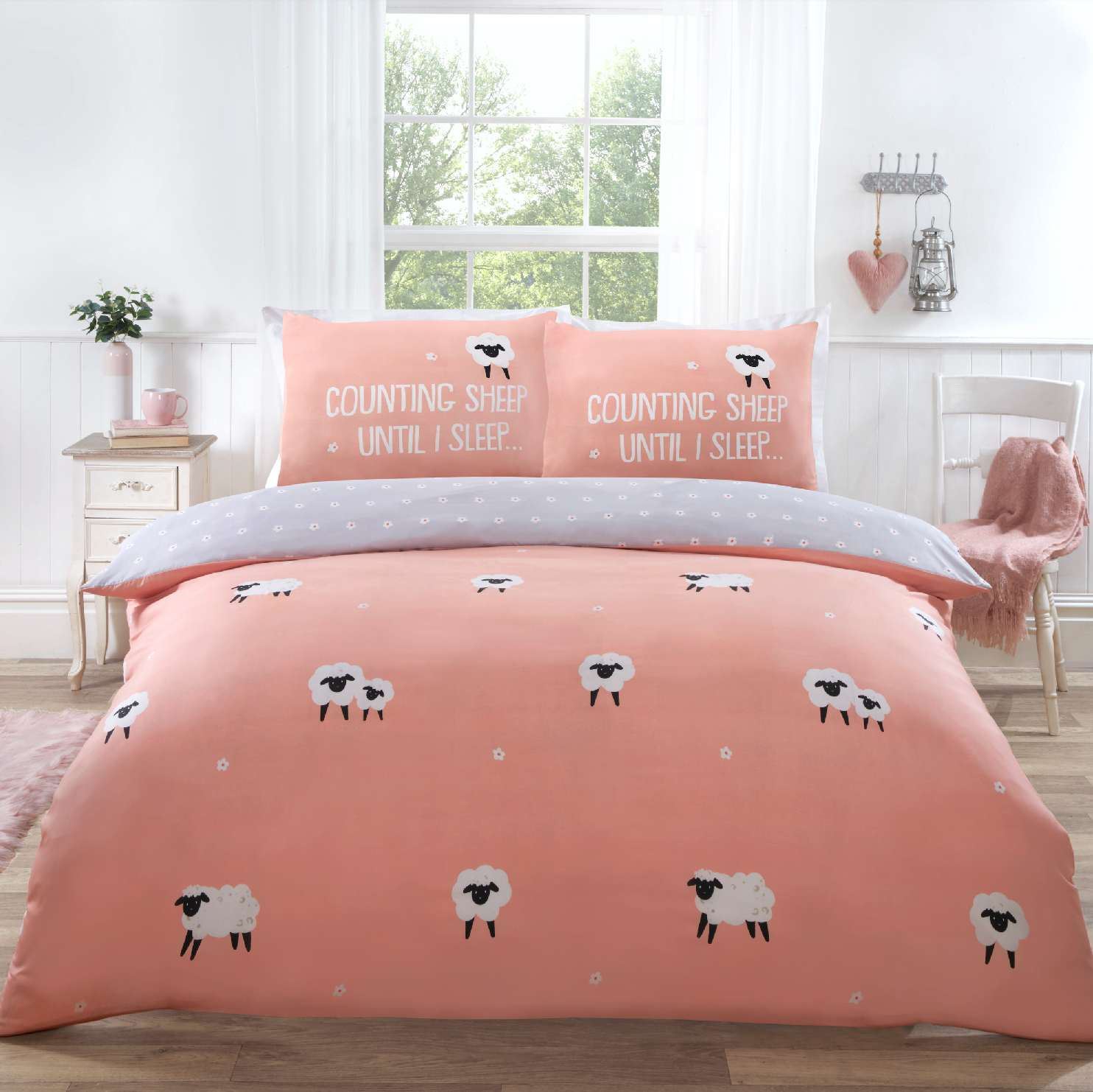 Counting Sheep Cosy Aesthetic Reversible Duvet Quilt Cover Set Bed Linen - Picture 6 of 13