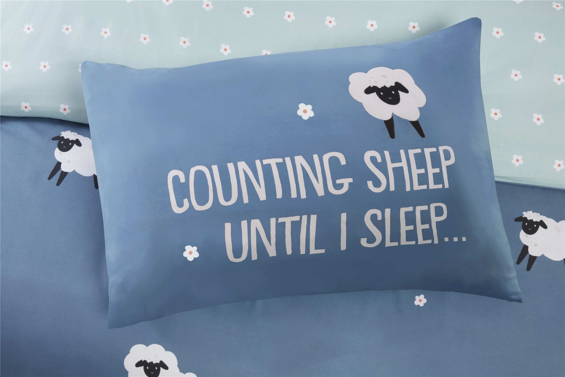 Counting Sheep Cosy Aesthetic Reversible Duvet Quilt Cover Set Bed Linen - Picture 9 of 13