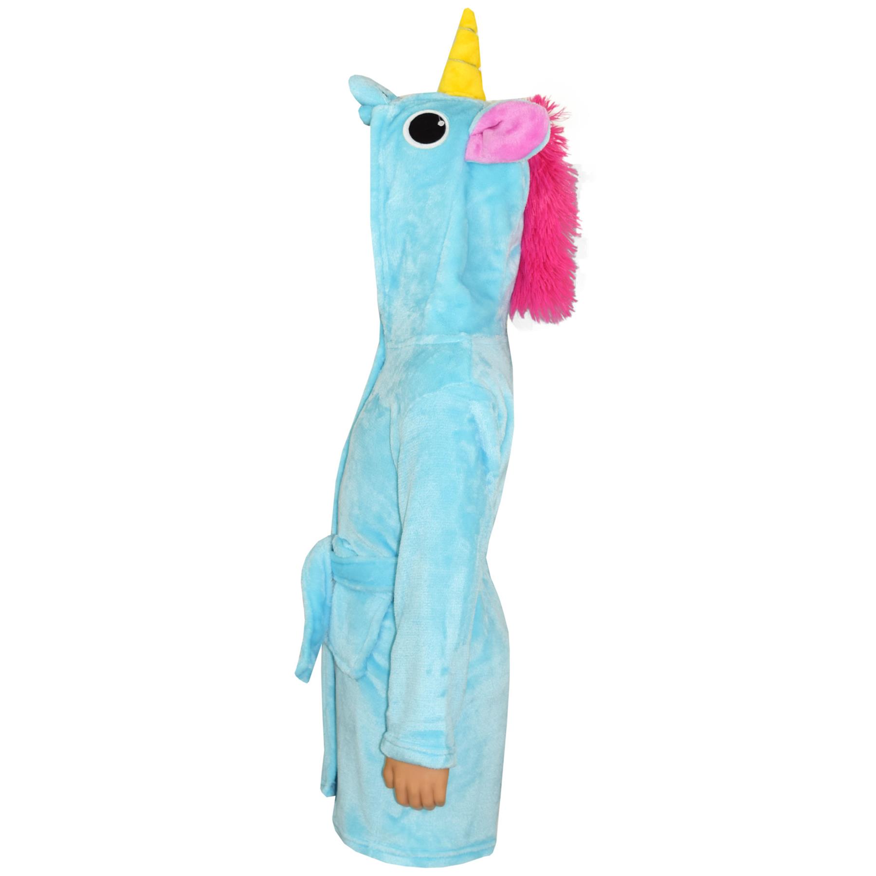 A2Z 4 Kids Super Soft 3D Animal Detail Dressing Gown Nightwear Hooded Robe 2-1 - Picture 15 of 154