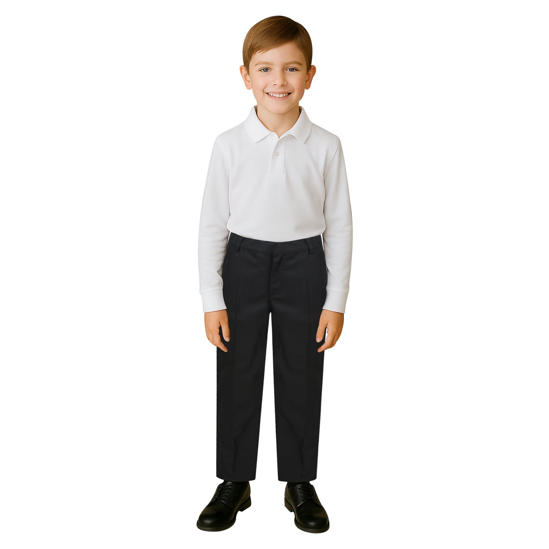 Kids Boys Teens School Uniform Pant Slim Fit Teflon Coated Reinforced Knee Pants