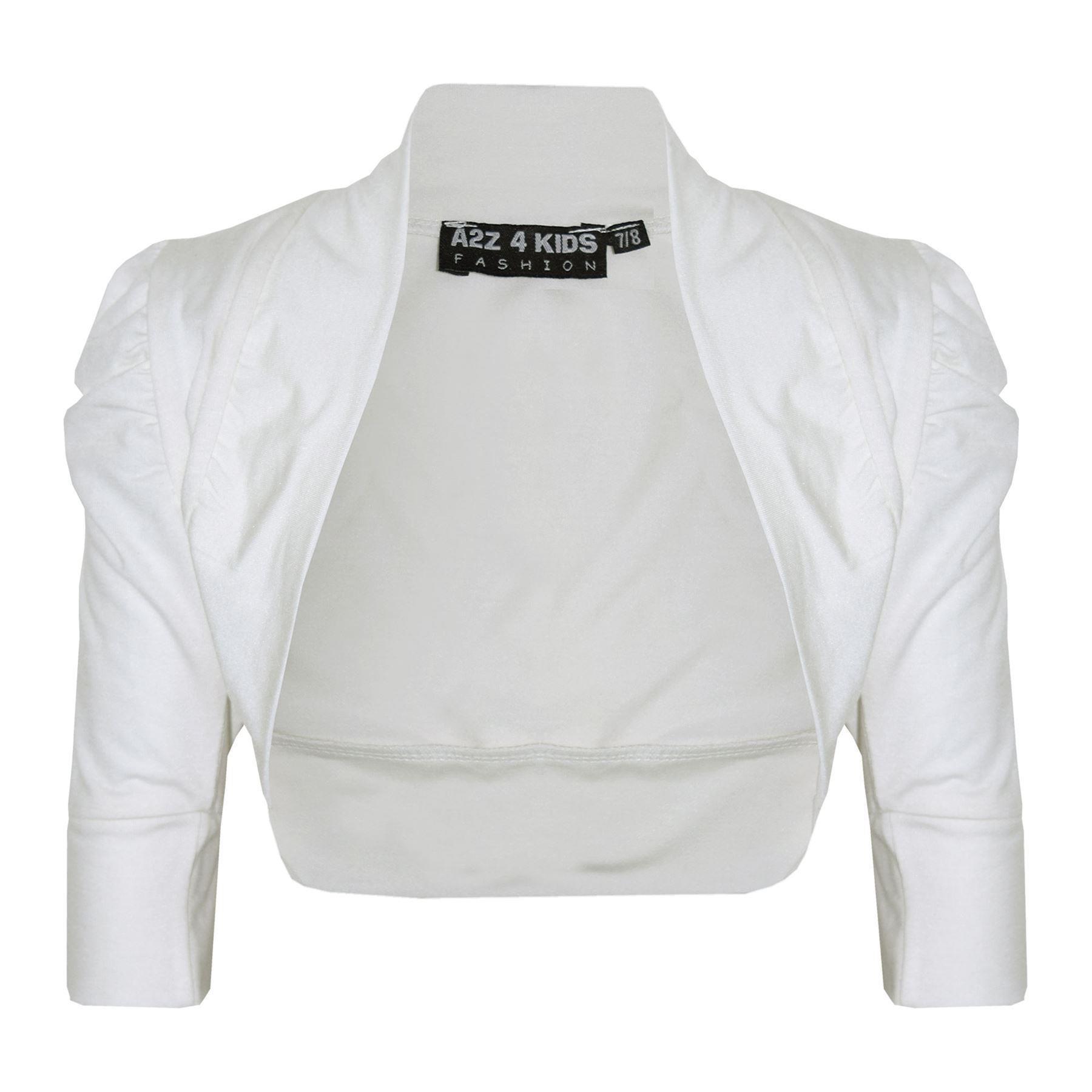 New Kids Girls Ruched Sleeve Stylish Shrug Bolero Cropped Cardigan 2-13 Years - Picture 30 of 51